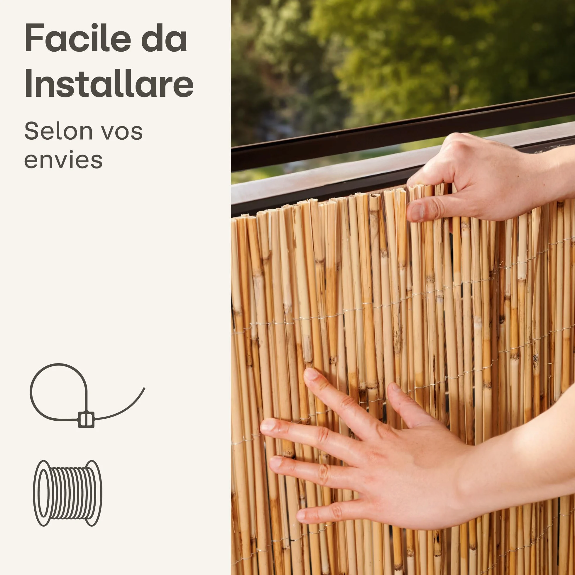 Canisse Roseau Naturel 1m x 3m FSC Certifié 100x300cm pour Balcon Jardin