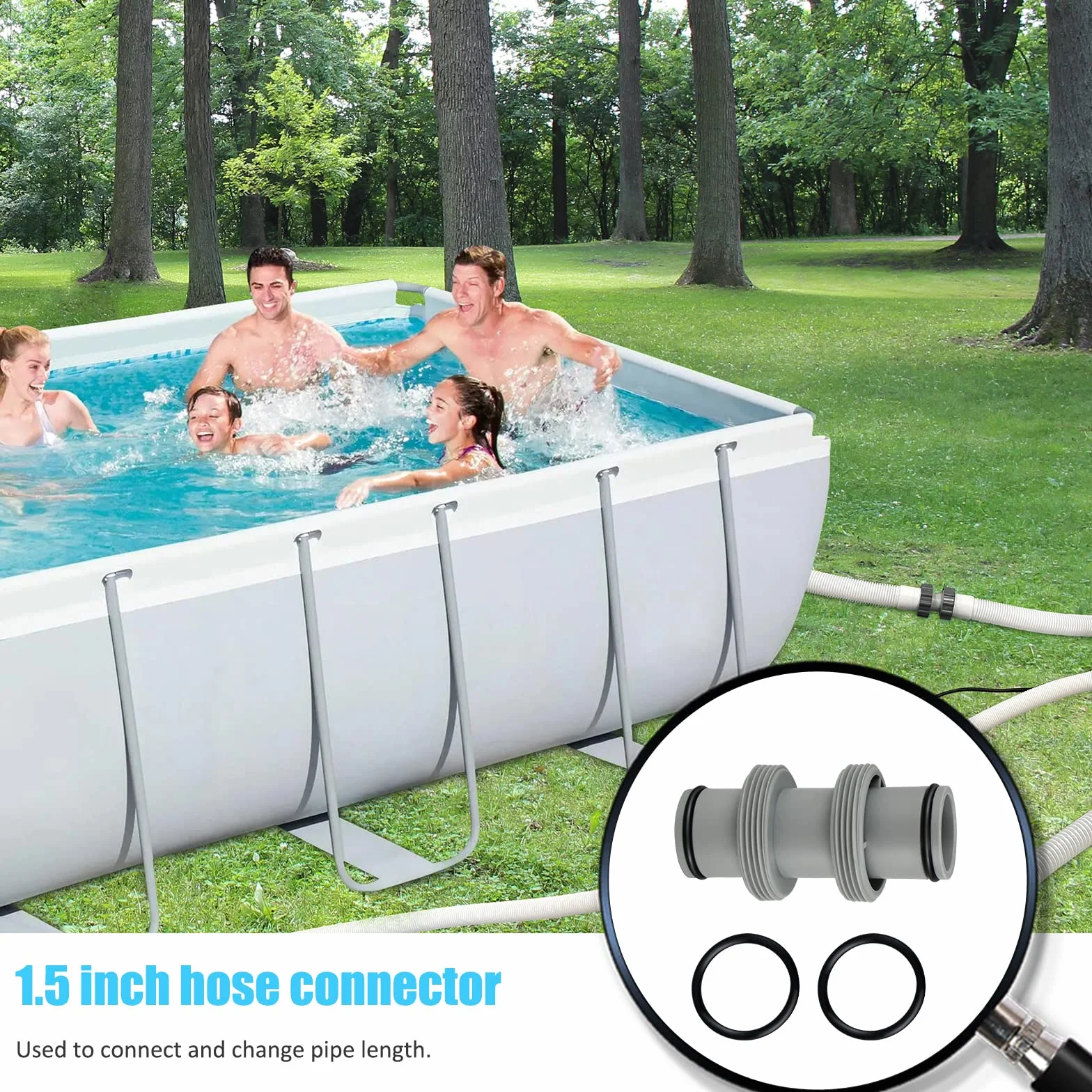Raccord Tuyau Piscine 38mm Pompe Connecteur Adaptateur pour Intex Coleman 2 PCS