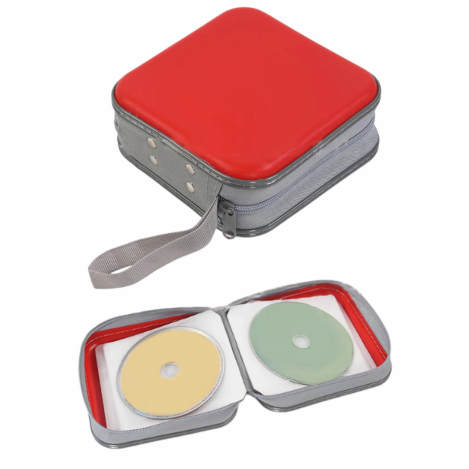 Étui de rangement en plastique pour 48 CD/DVD, rouge