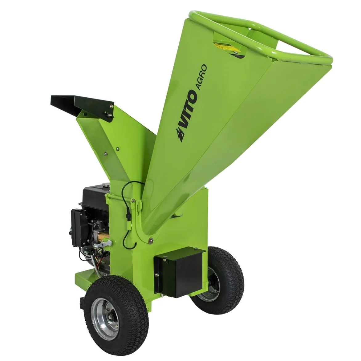 VITO - Broyeur de végétaux Thermique 7CV Coupe Branches Ø 70mm 2 Lames Moteur 4T 208Cm3 Roues gonflées Déplacement avec Poignées de déplacement