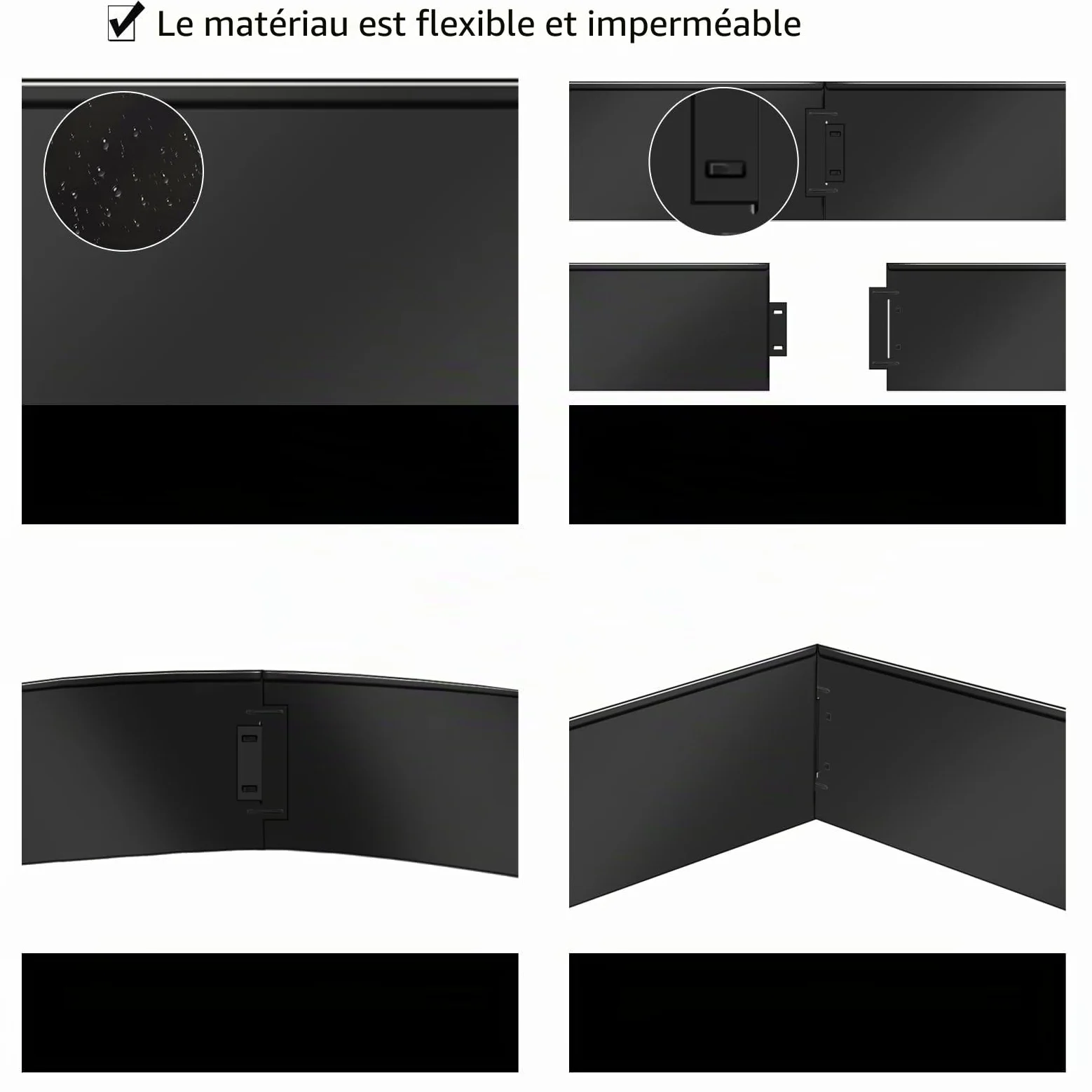 HENGMEI 15 m de bordure de pelouse en métal flexible - Hauteur 100 x 15 cm - Enveloppe de parterre - 15 pièces - Noir