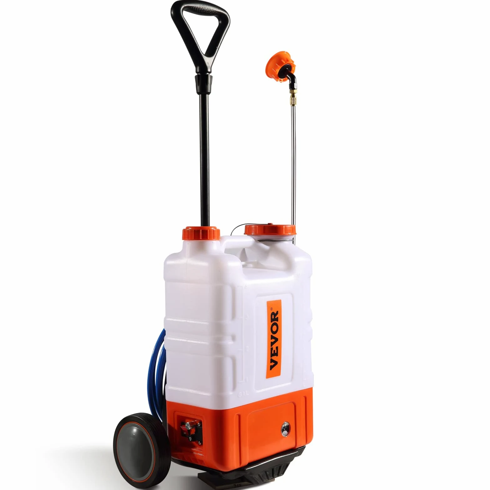 VEVOR Pulvérisateur à Dos avec Chariot, Pression réglable 0-94 PSI, réservoir 15 L sur Roues, avec 8 Buses, 2 Baguettes, Couvercle à Large Ouverture pour Jardin, désherbage, pulvérisation, Nettoyage