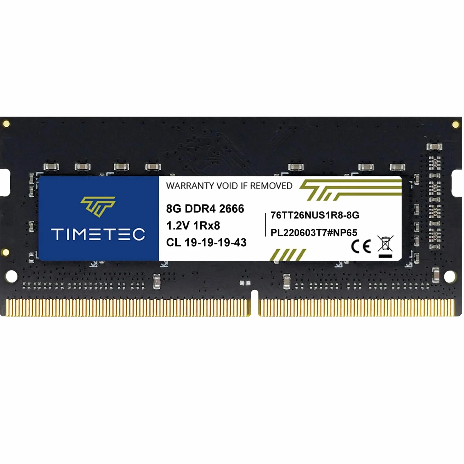 Timetec 8 Go DDR4 2666 MHz PC4-21300 SODIMM Module Mémoire Non-ECC 260 Broches 1.2 V CL19 pour Ordinateur Portable