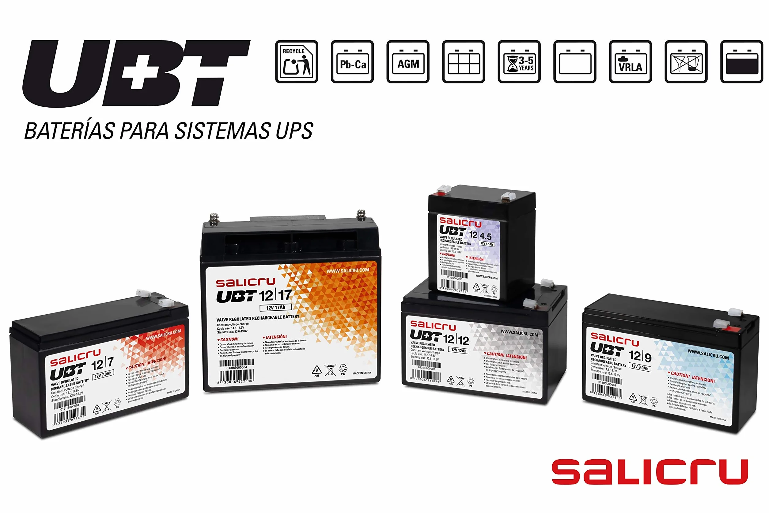 Salicru Batterie UBT 12V 9Ah AGM Rechargeable