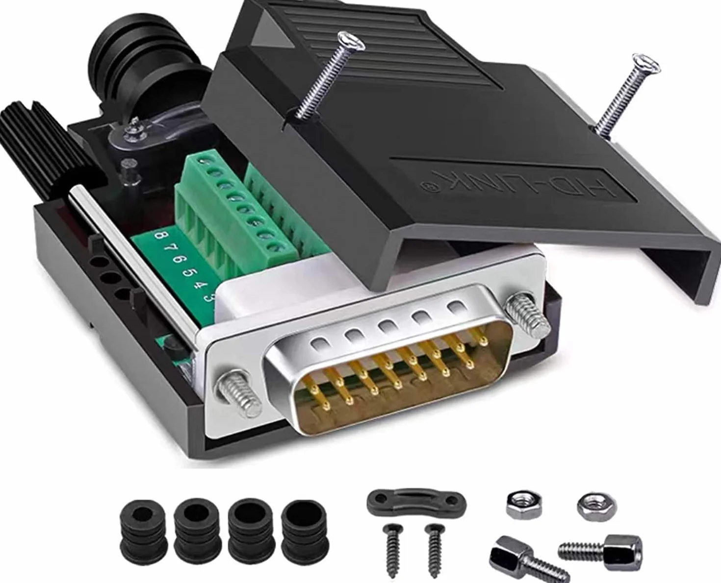 PENGLIN Connecteur Mâle DB15 2 rangées 15 Broches RS232 D-SUB Adaptateur série