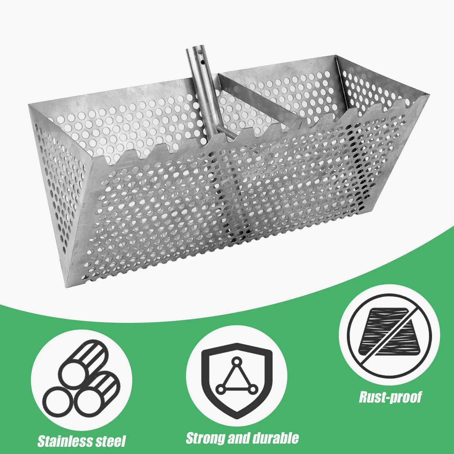BOXOB Râteau à Puces de Sable pour la Plage, Pelle Puces Pêche Détachable Dents Pointues Panier Large Râteau de Plage Tamis à Sable Durable Pelle Outils Pratiques pour Trouver
