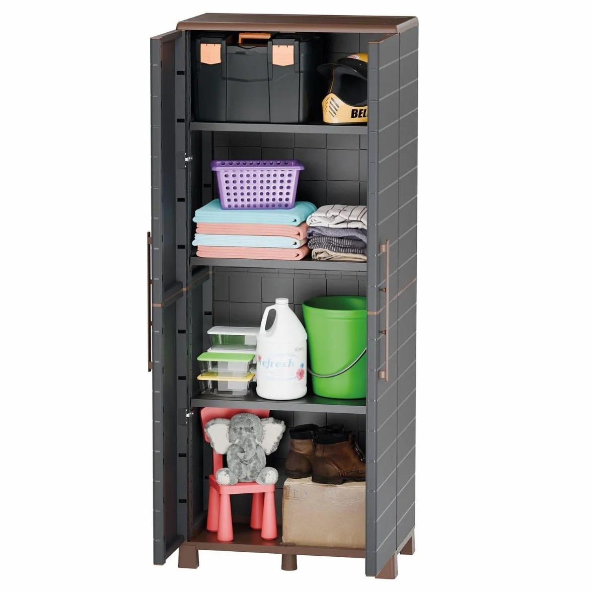 Art Plast Armoire de Rangement 2 Portes 3 étagères réglables 70 x 39 x 165 cm Grise