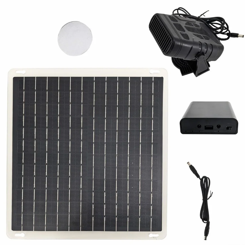 Chauffage à panneau solaire 10 W pour voiture Ventilateur portable contrôle température compact