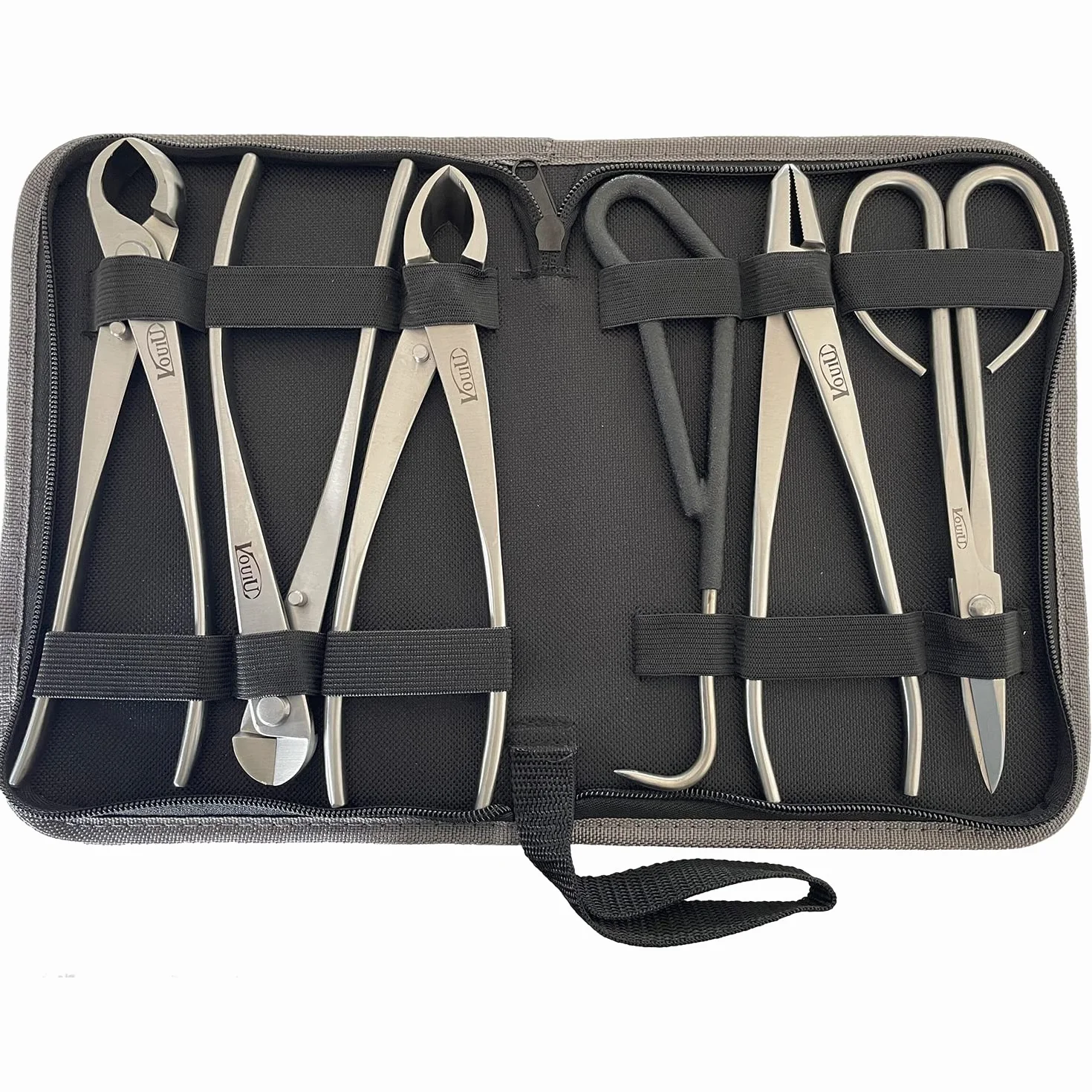 vouiu Lot de 6 outils pour bonsaï, coupe-bordures, coupe-boutons, pince Jin, coupe-fil, ciseaux à bonsaï, crochet racine