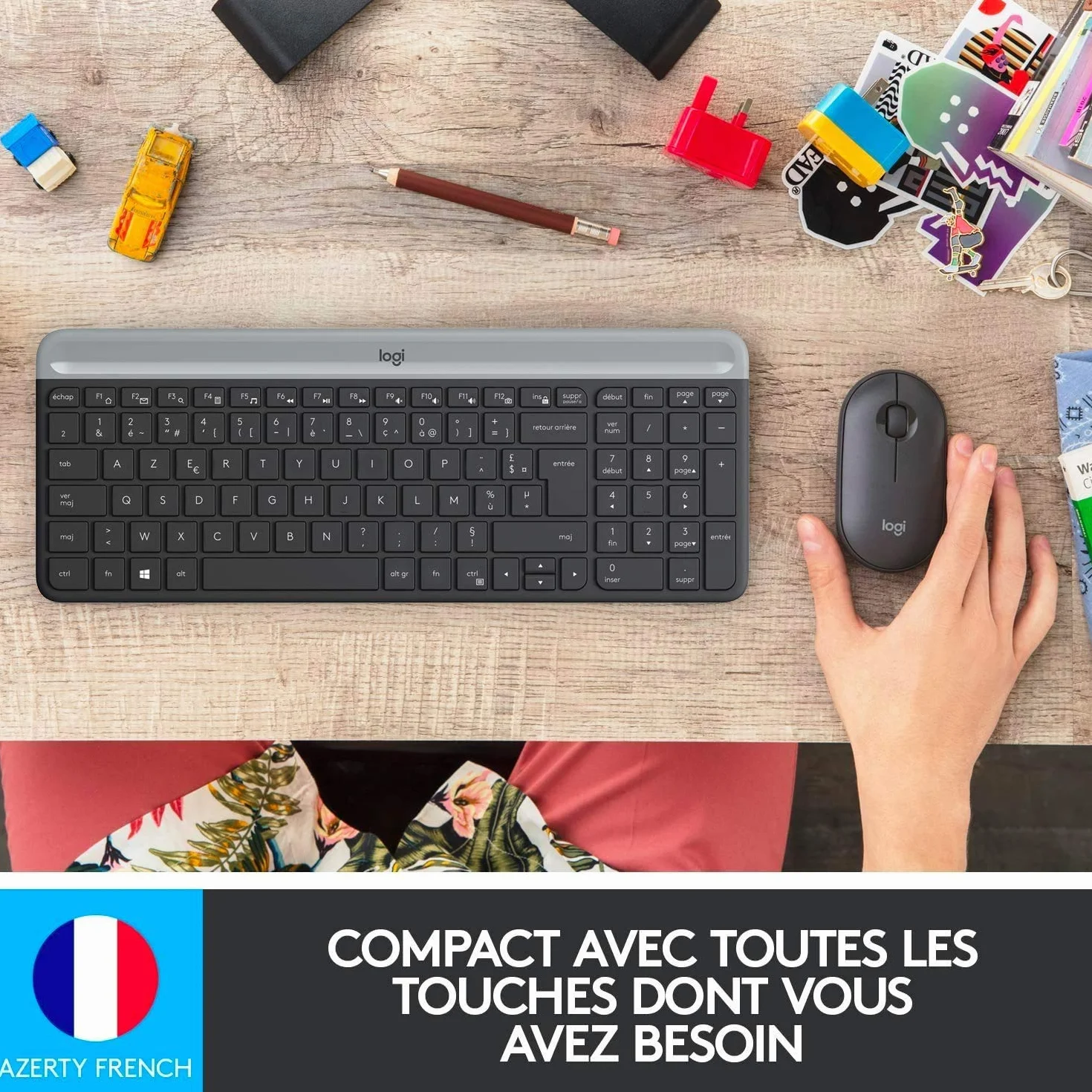 Logitech MK470 Combo Clavier et Souris sans Fil AZERTY Français Noir