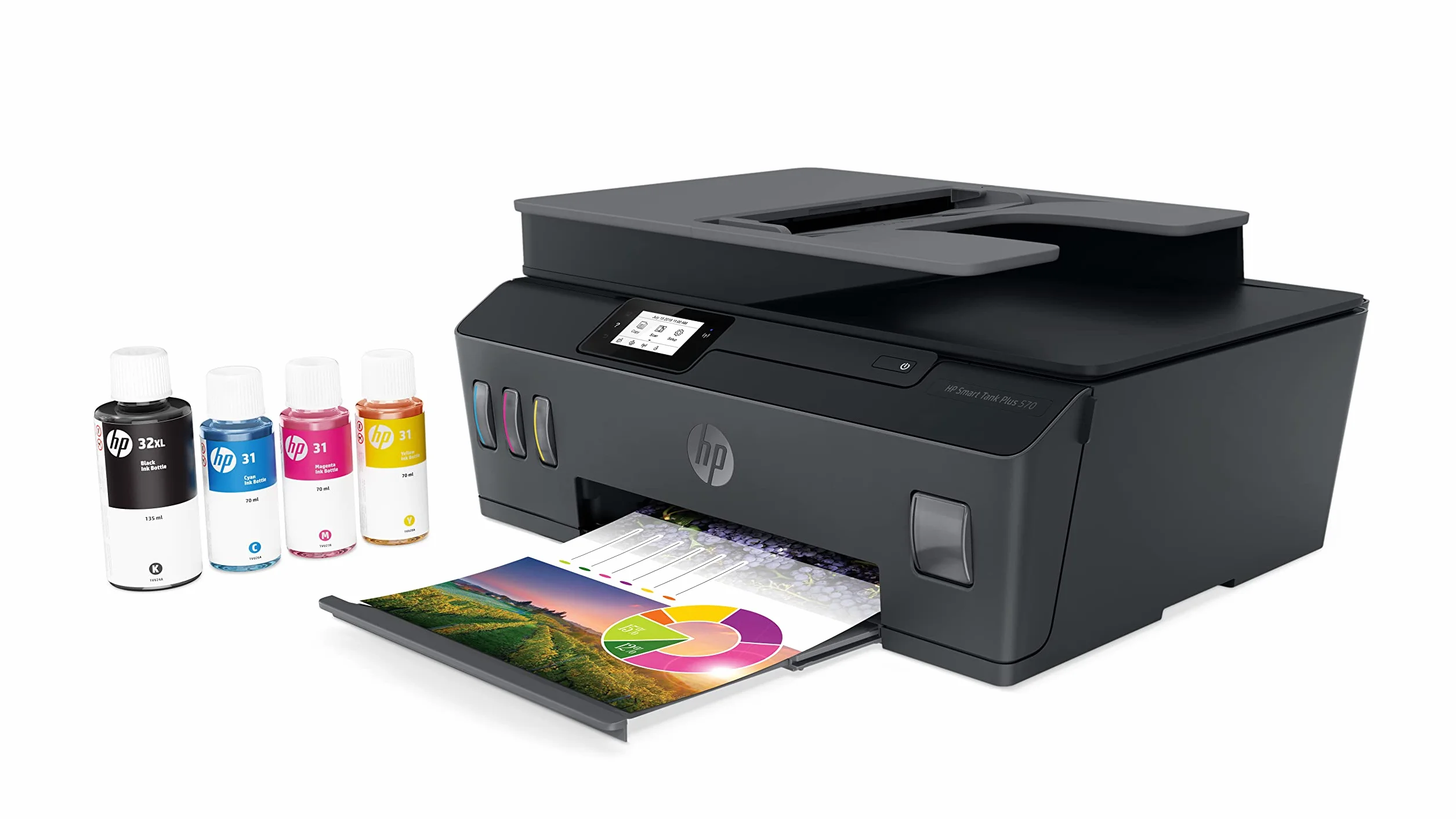 HP Smart Tank Plus 570 Imprimante tout en un Jet d'encre couleur 3 ans d'encre inclus A4 Wifi