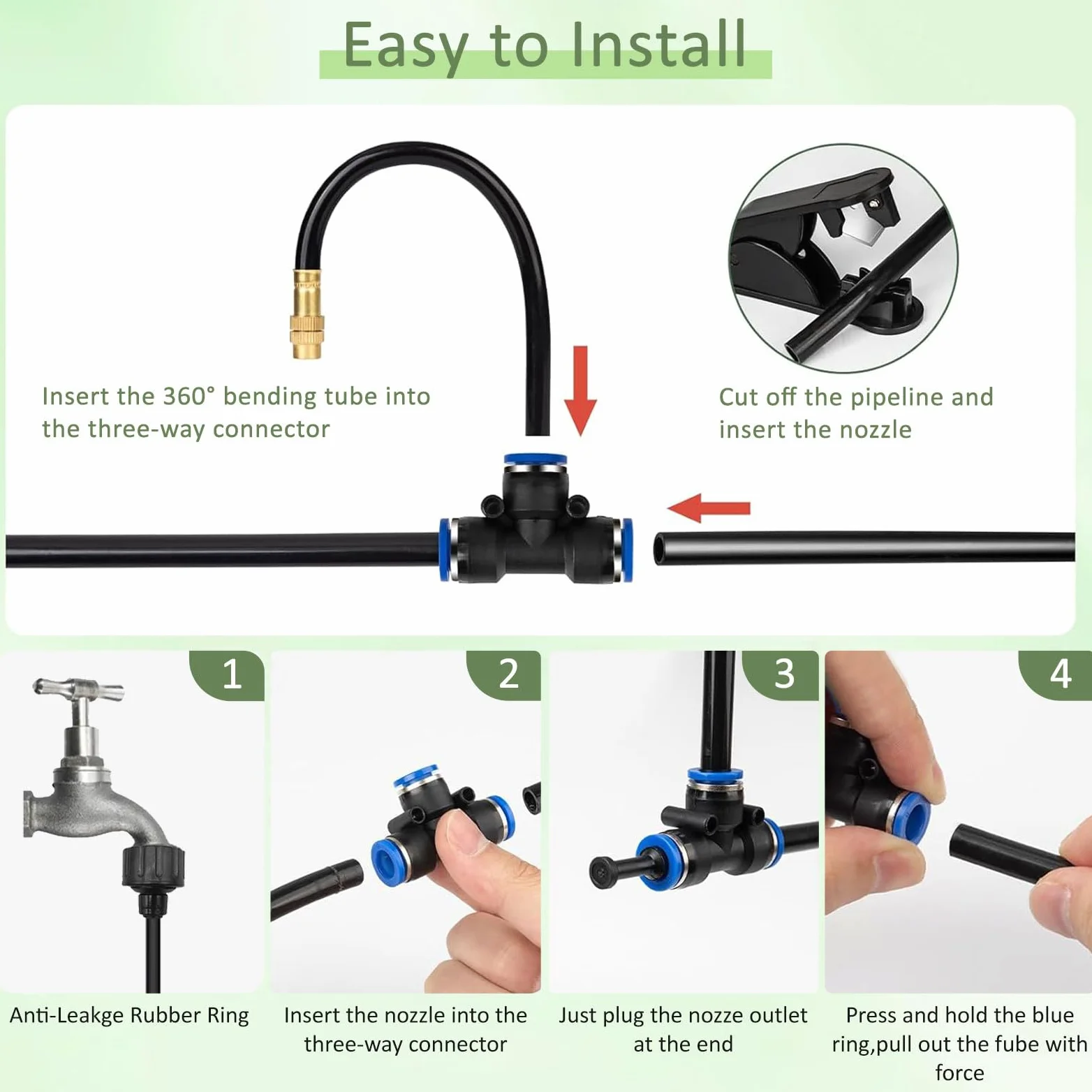 Kit de système d'irrigation goutte à goutte de 35 m, kit d'arrosage réglable à 360° (35 m) | Système d'arrosage automatique pliable pour jardin, buse d'arrosage en cuivre, système d'atomisation, accessoires de serre