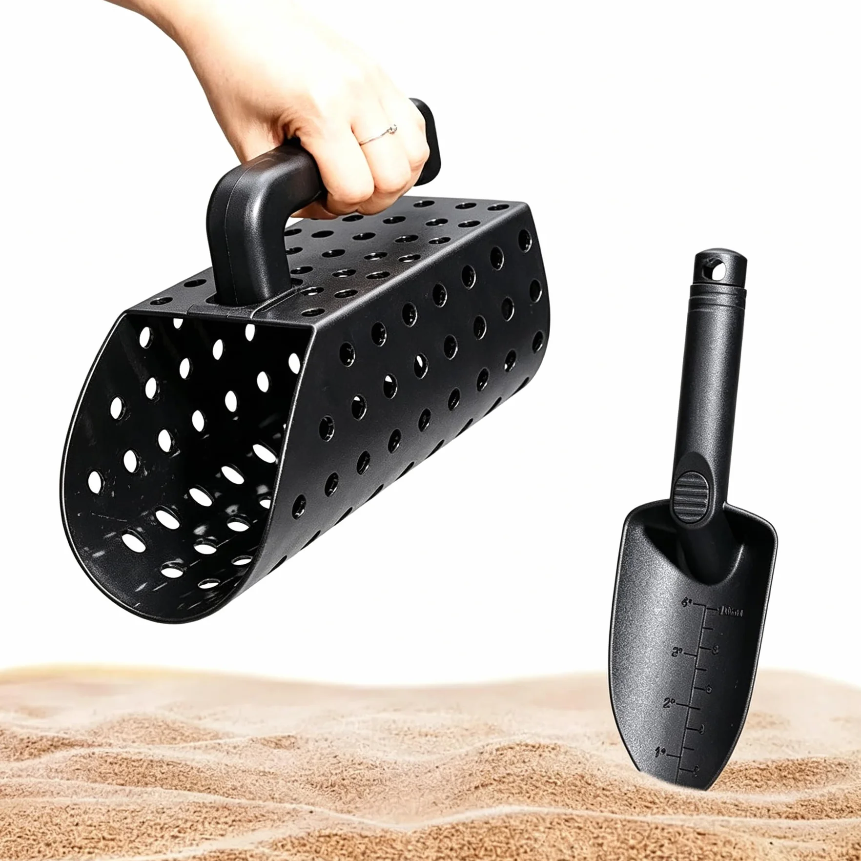 Pelle à Sable Détection Métaux, Pelle Tamis Plage Portable, Détecteur de Métaux Ultra-Léger en Acier Inoxydable