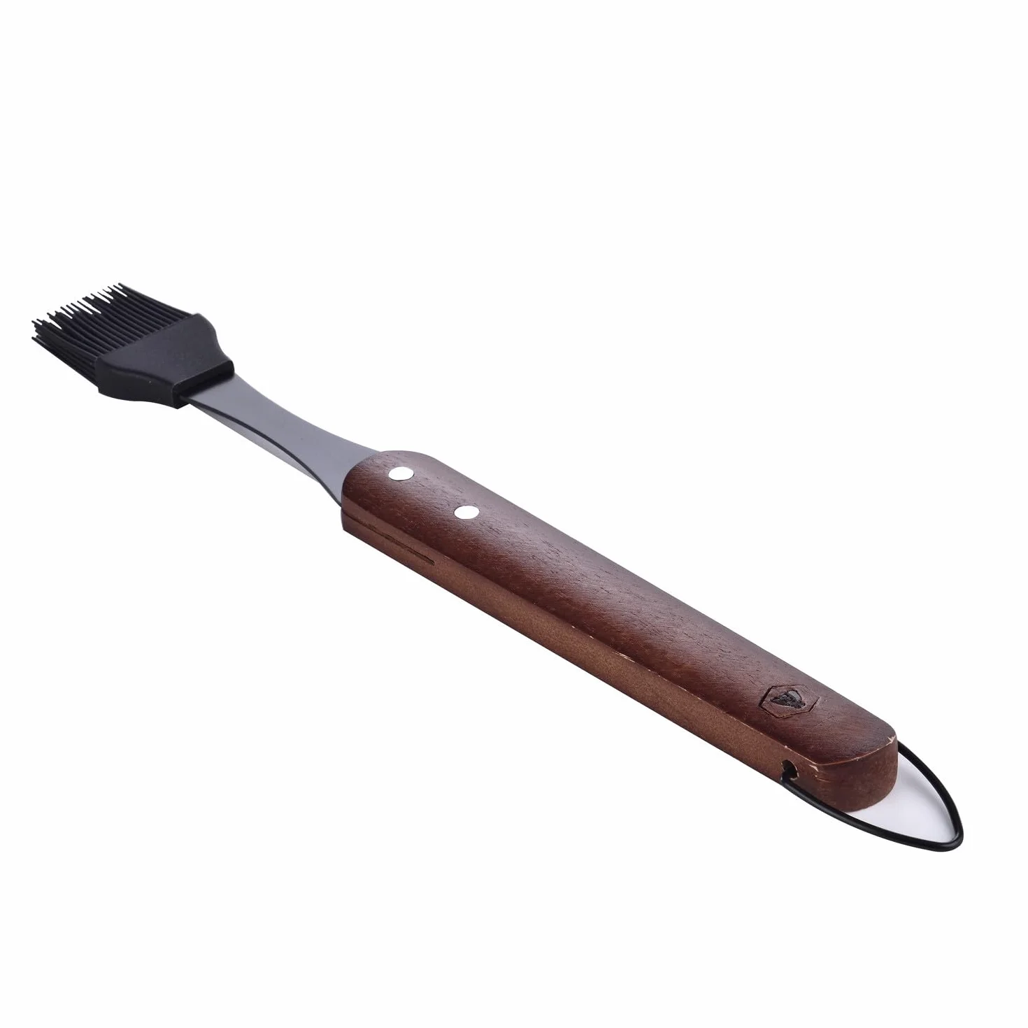 LAGUIOLE Black Edition Set 5 Ustensiles Barbecue, Manche Bois Caoutchouc, Acier Inoxydable, Silicone, Kit Voyage Camping Jardin