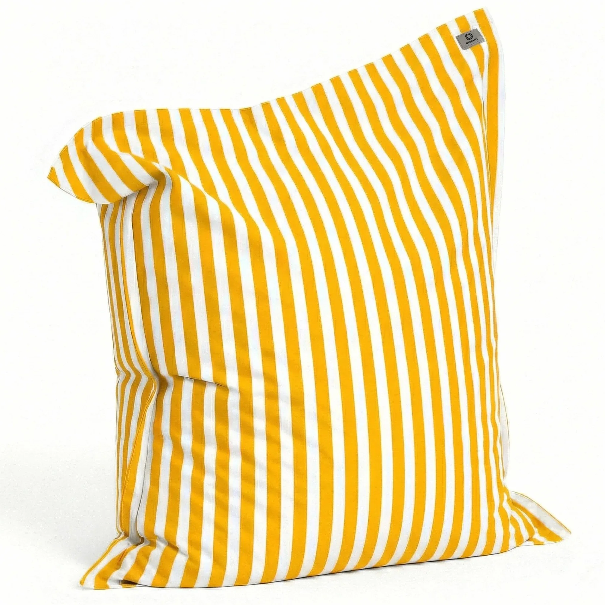 Housse pour Pouf Géant XXL 180x140cm Rayure Jaune Anti-UV Déhoussable