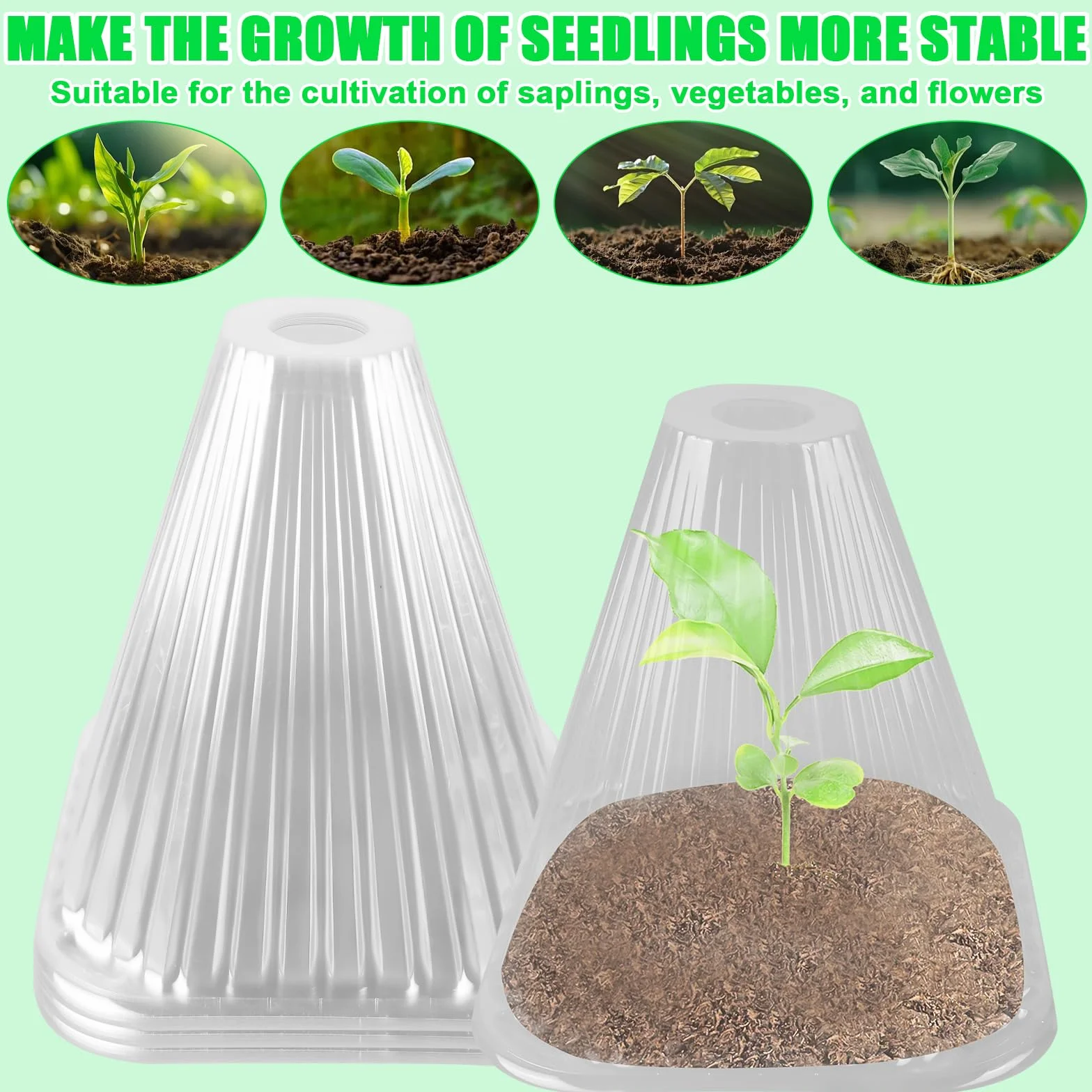 BAIFULAI Lot de 30 chapeaux de plantes transparents Ø 19 cm réutilisables protection contre oiseaux limaces gel