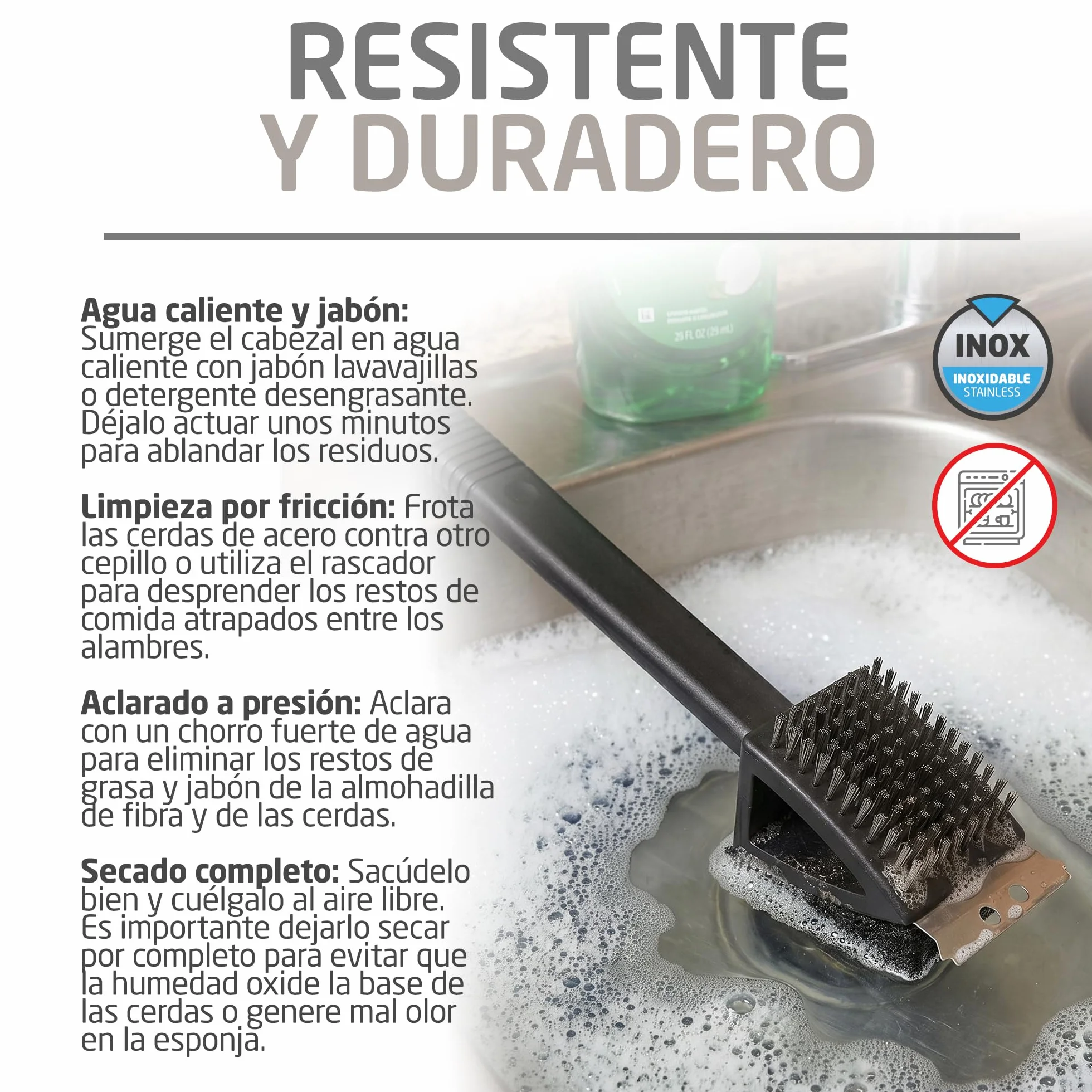 Amig Brosse de Nettoyage Barbecue 3 en 1 AM20 - Acier Inoxydable 201, 37 x 6 cm