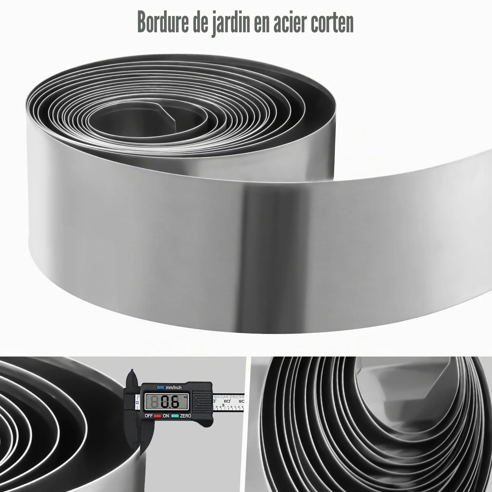 Bordure de pelouse en métal - 10 m - En acier Corten - Hauteur : 15 cm - Galvanisé - Flexible - Bordure de parterre - Décoration de jardin - Bricolage - Bordure de pelouse