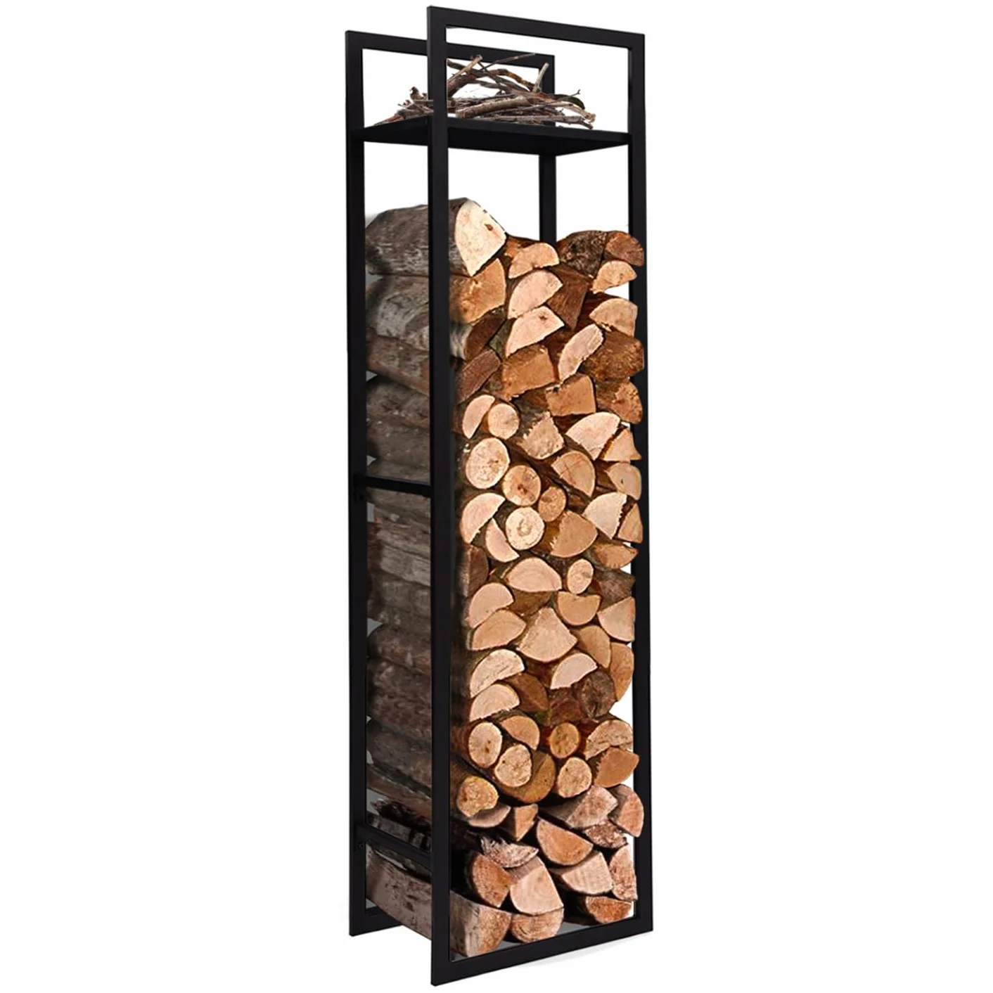 Range bûches Vertical Acier Noir H.170 CM pour cheminée