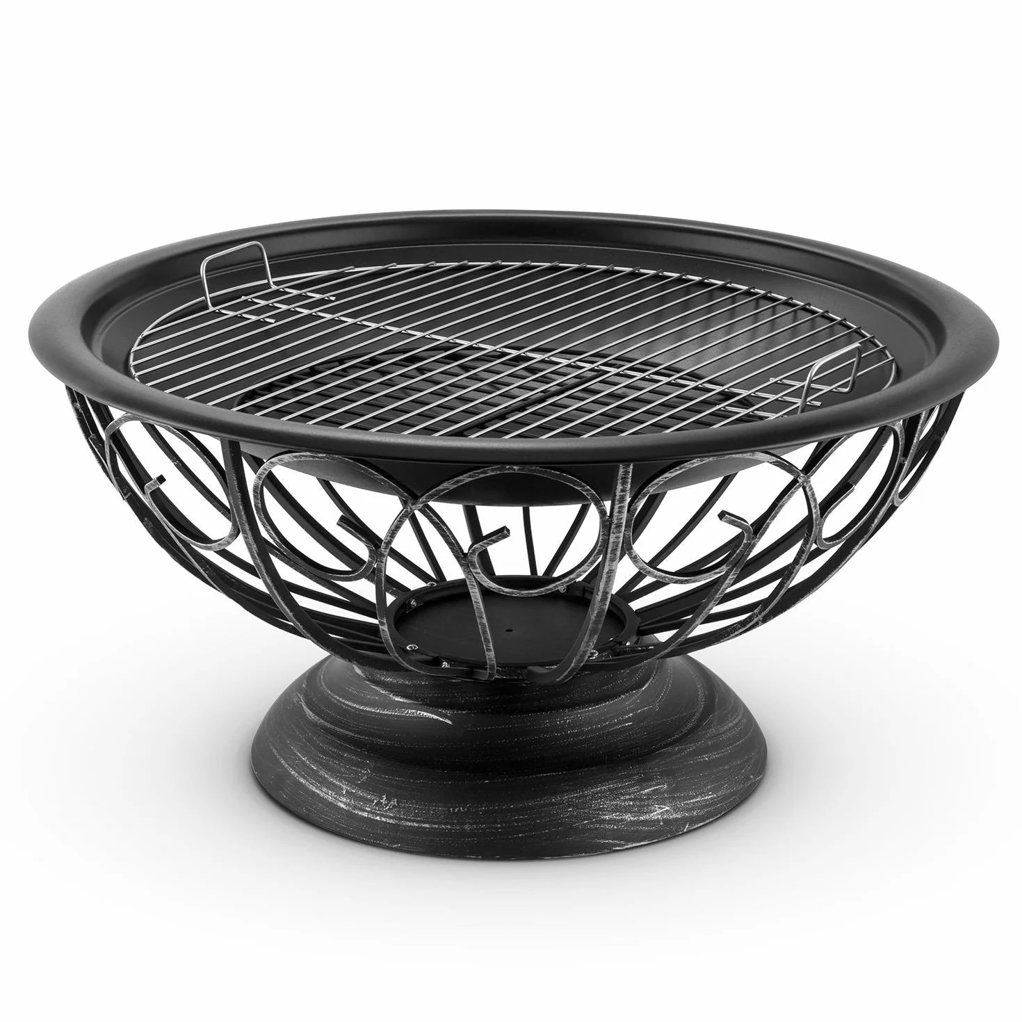 Blumfeldt Brasero de Jardin 75 cm Foyer Large Grille 60 cm Barbecue Tulip Noir