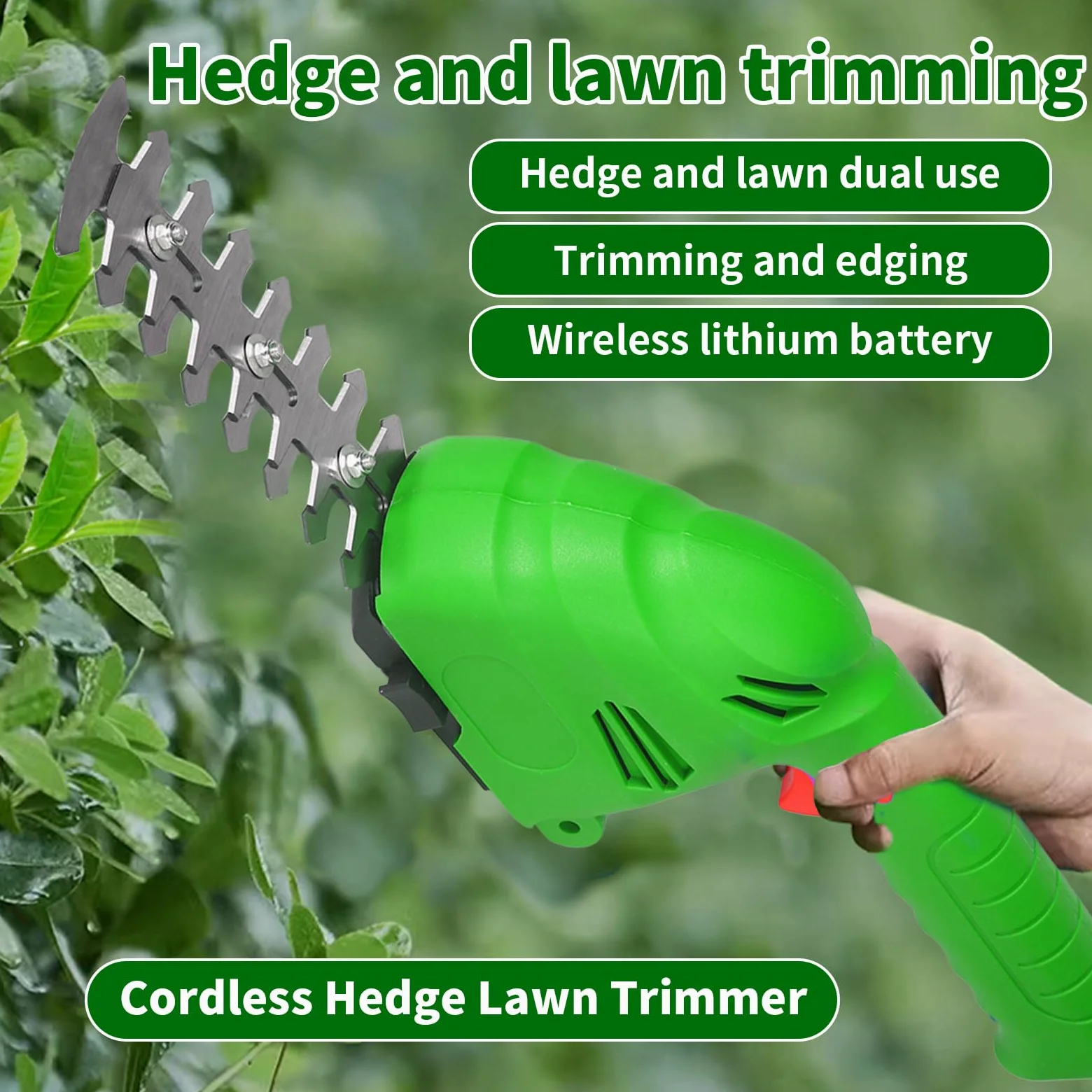 2 en 1 Cisaille à Gazon sans Fil, Taille-haie Électrique Rechargeable Désherbeur D'arbustes Désherbeur Outils De Jardinage Interface EU Type-C