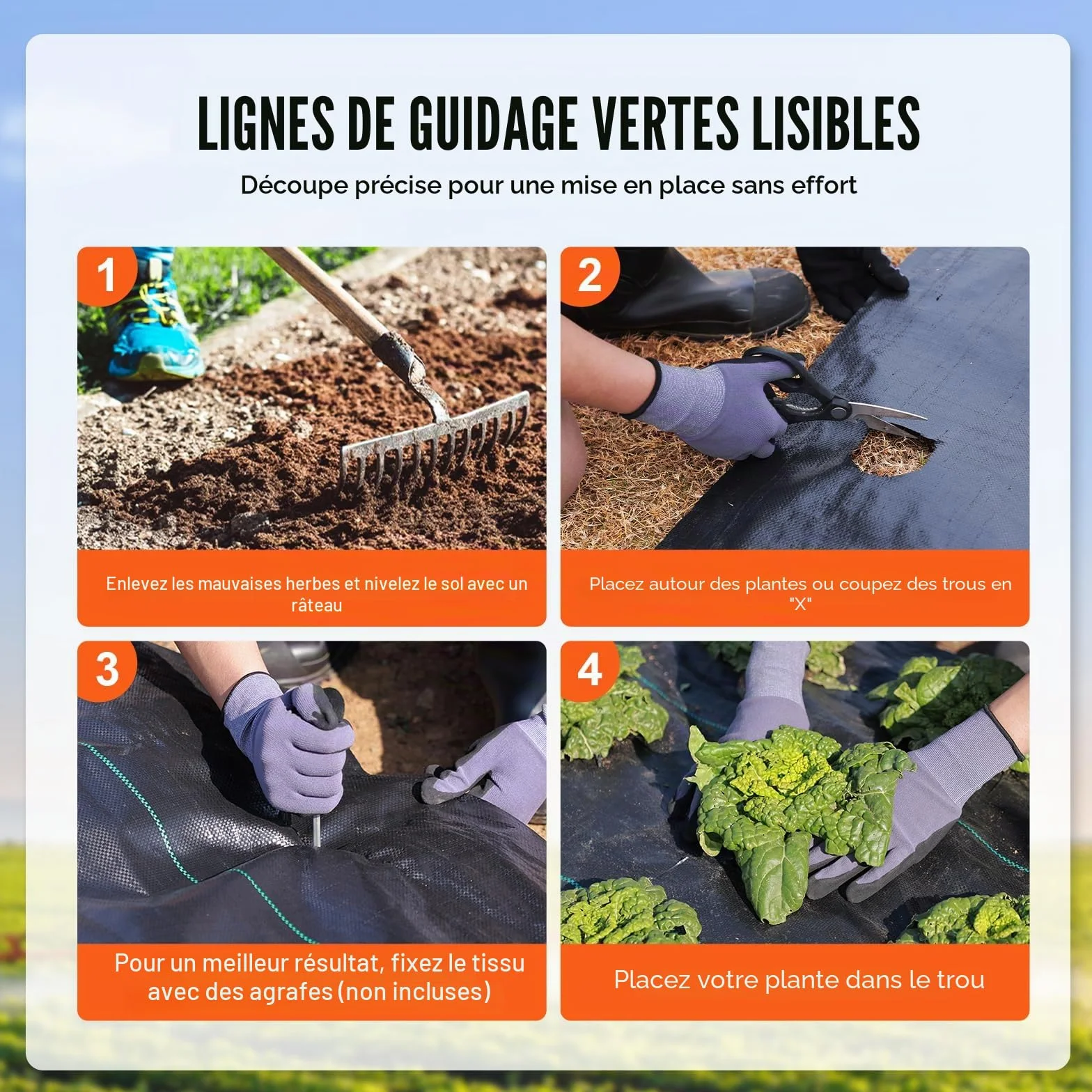 VEVOR Toile de Paillage Anti-Mauvaises Herbes 1,8x30,5 m Géotextile Tissé 108 g/m² PP Perméable Résistant Déchirure Couvre-sol Noir