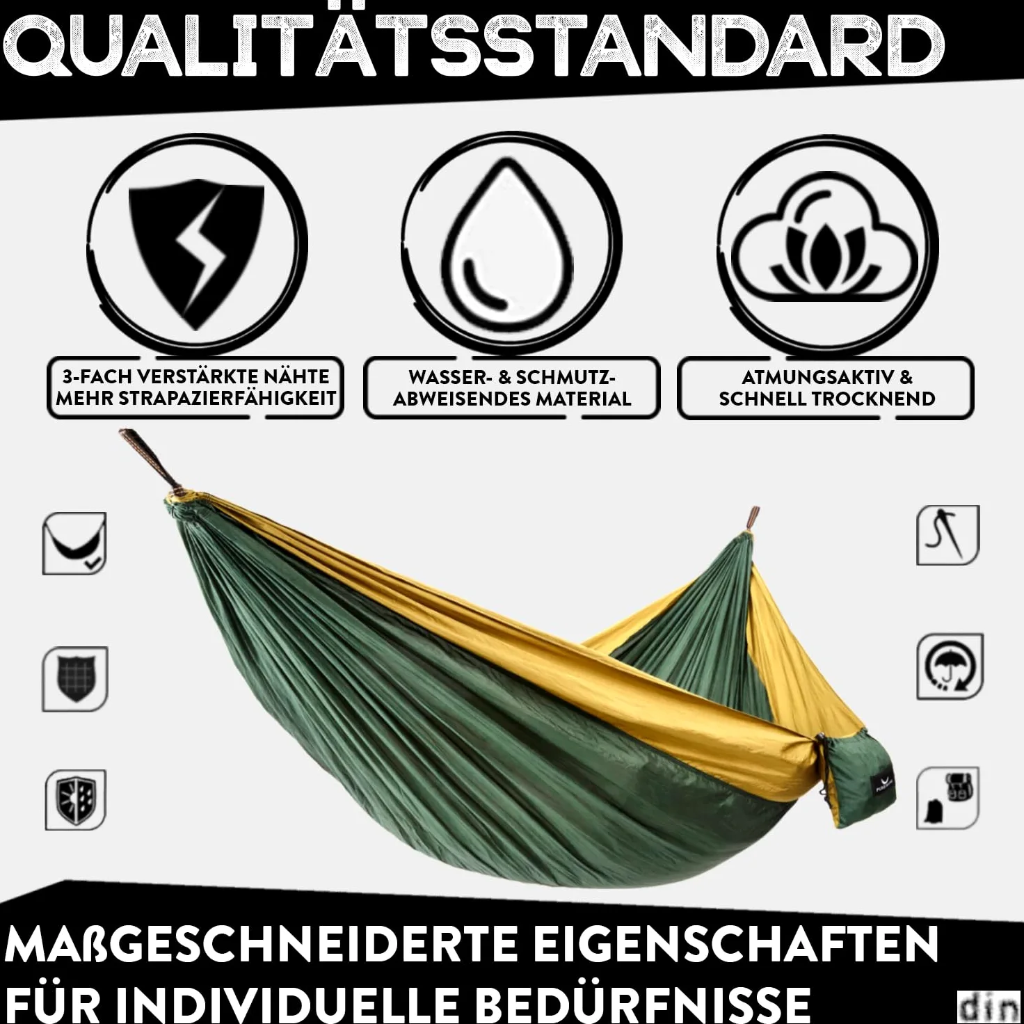 Hamac de Camping de qualité supérieure Ultra léger en Soie de Parachute Charge maximale : 300 kg 275 x 140 cm avec Crochet de Fixation avec Mousqueton pour Plage, Jardin,