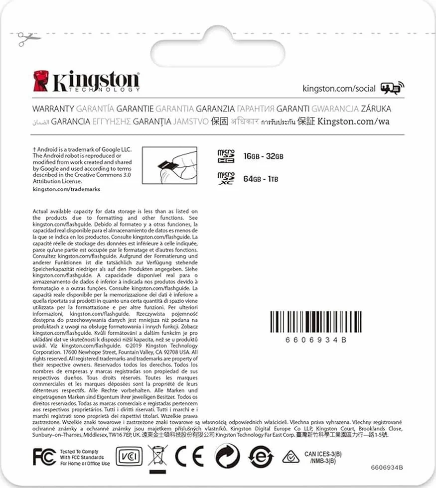 Kingston Canvas Select Plus Micro SD SDCS2/32GB Class 10 Carte Mémoire + Adaptateur