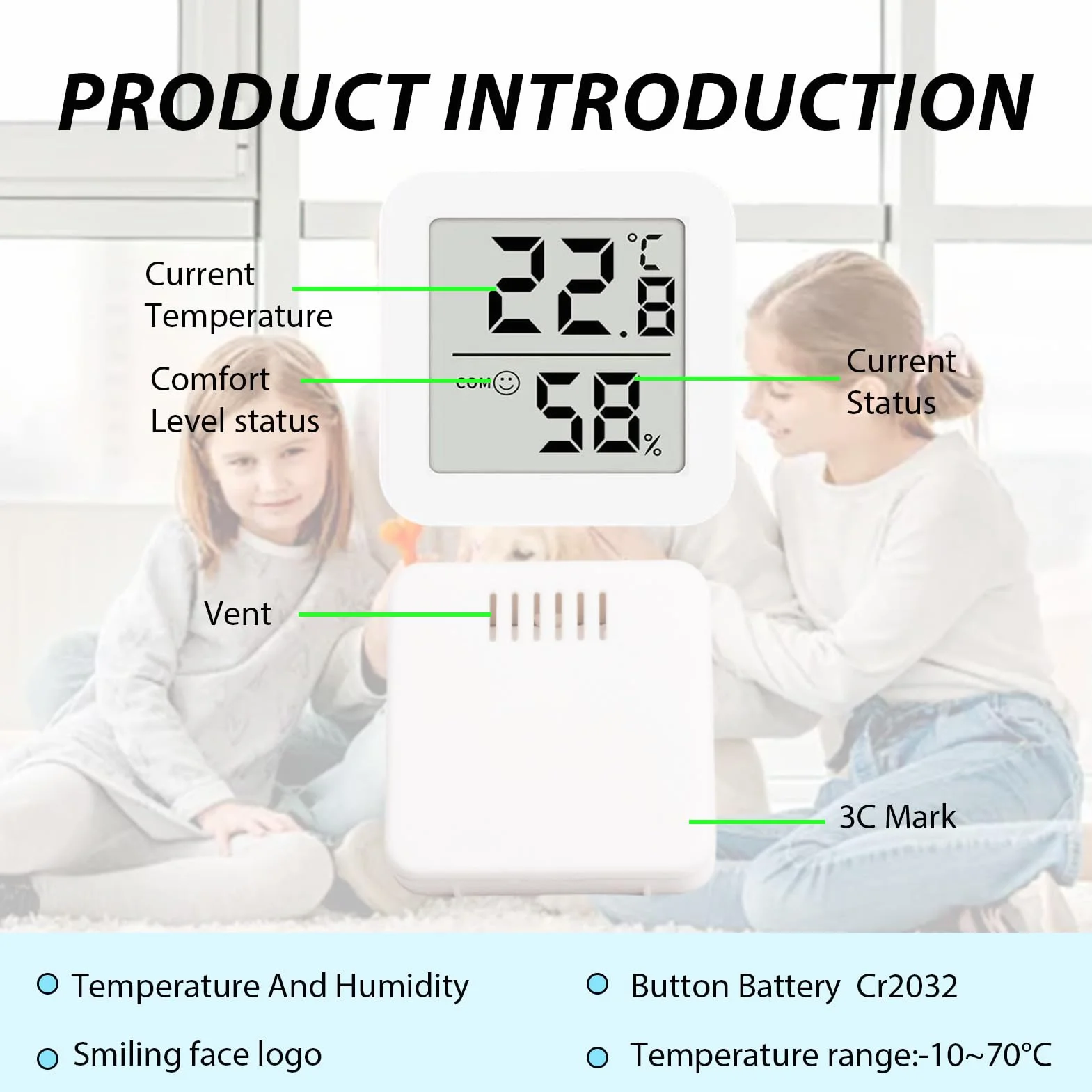 Thermomètre Hygromètre Intérieur Digital -10°C à 70°C Haute Précision 6 Pièces