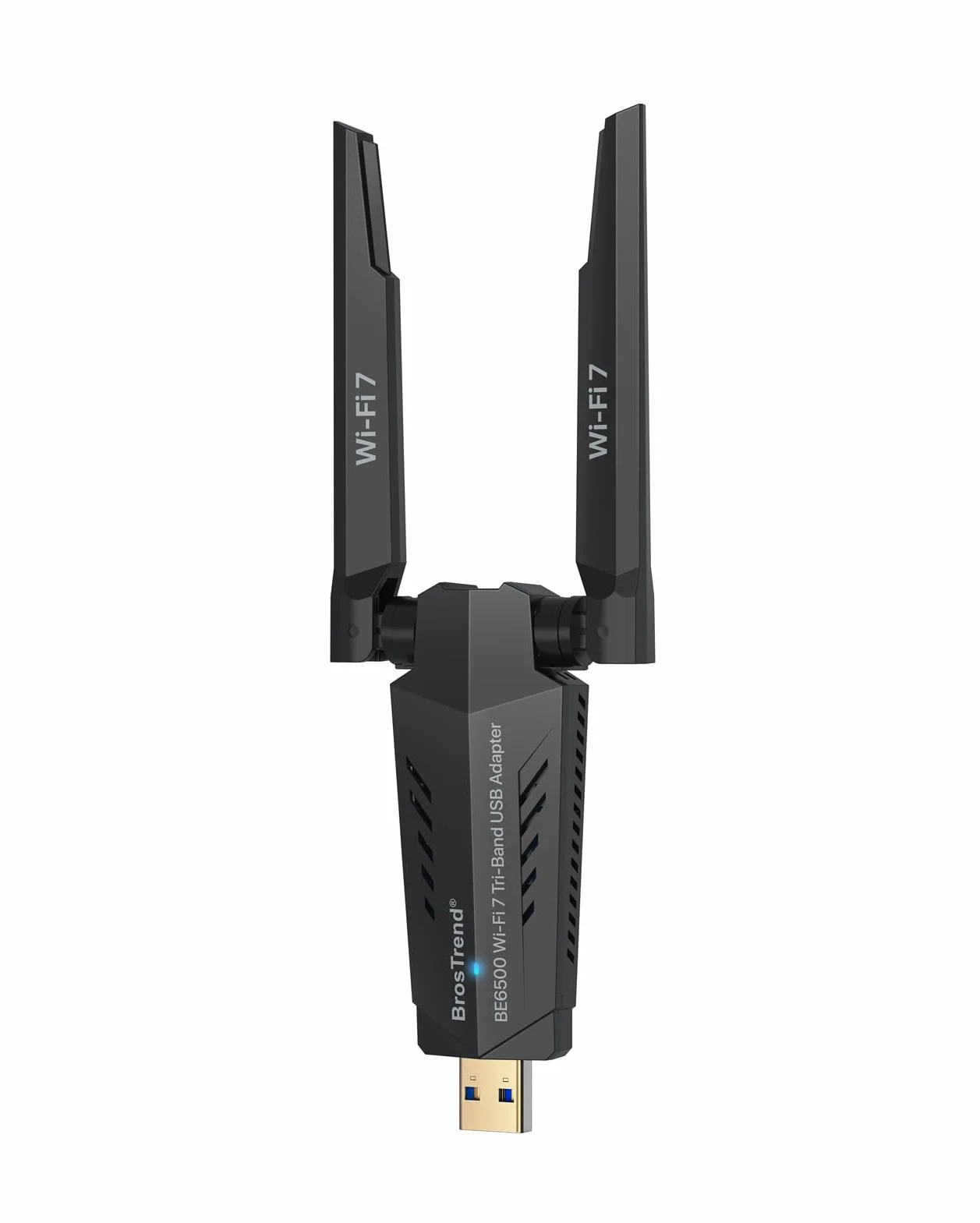 BrosTrend BE6500 Clé WiFi 7 USB 3.0 Tri-Bande 6GHz/5GHz/2.4GHz Longue Portée Antenne Wi-Fi PC Dongle Compatible Windows 11/10 WPA3