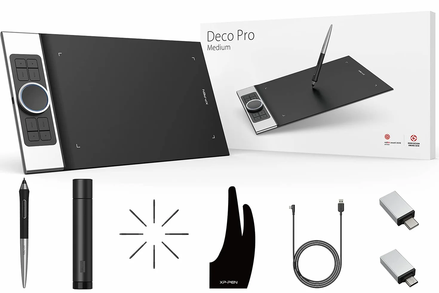 XPPen Deco Pro Medium Tablette Graphique Android 11x6 Pouces 8192 Niveaux Stylet Double Roulettes 8 Raccourcis