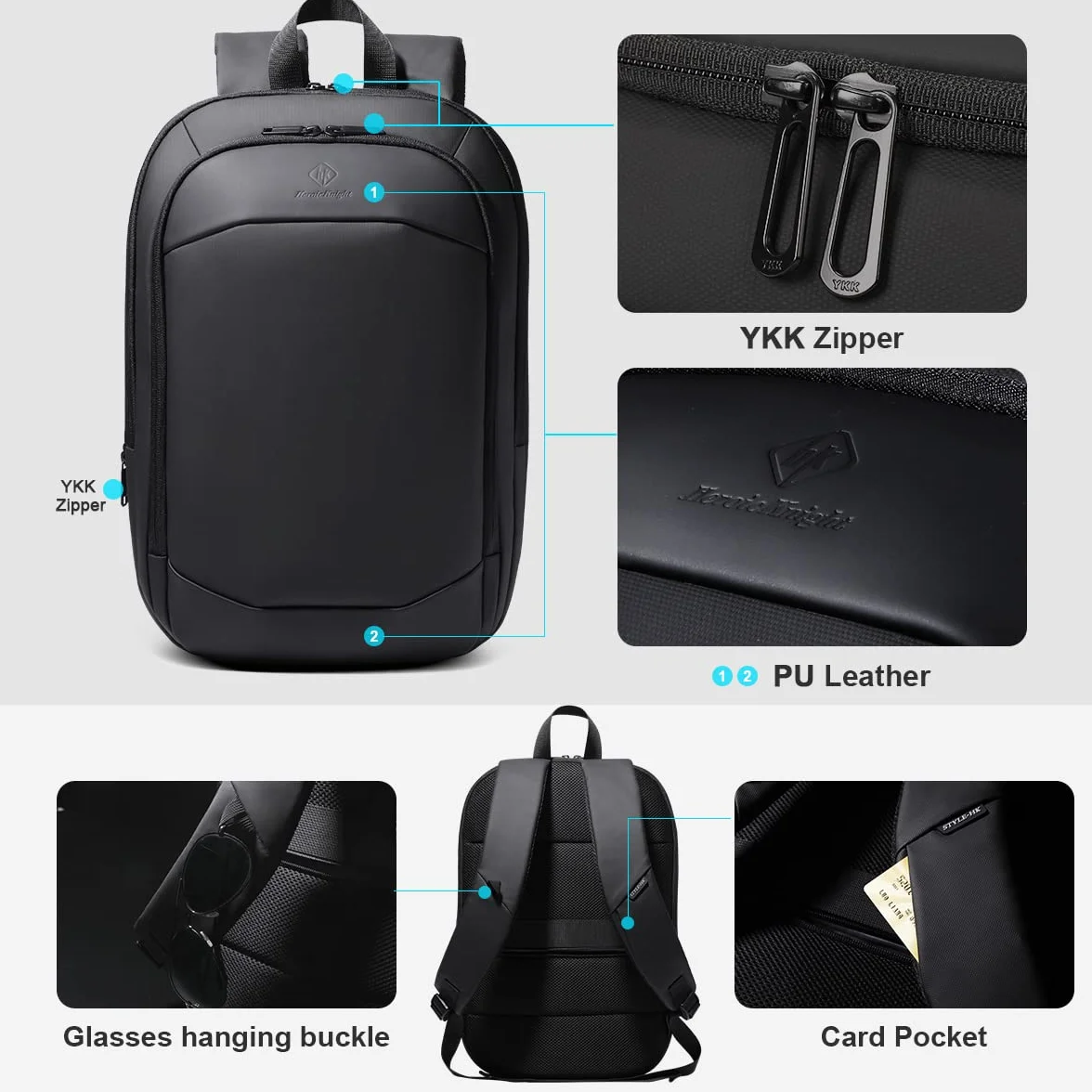 Sac à Dos Ordinateur Portable 17 Pouces Antivol Imperméable USB 27L Noir