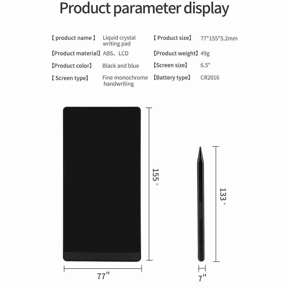 LCD Tablette d'Écriture 6,5 Pouces Plein Écran Superfine Planche à Dessin Bloc-Notes Électronique Éducatif