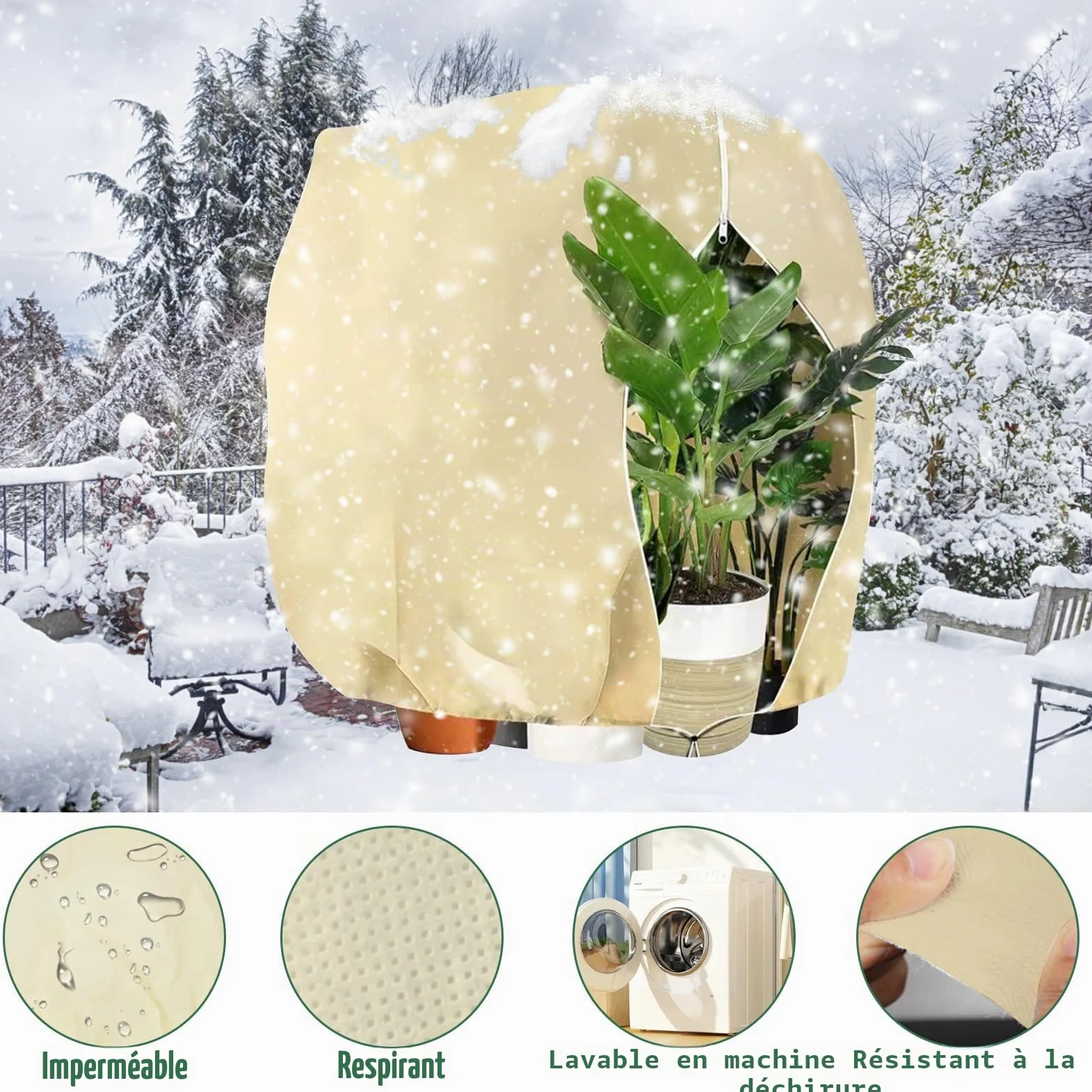 Voile Hivernage Plante Exterieur, 250 x 360CM Housse Hivernage Plante | avec Cordon de Serrage et Zipper, Housse de Protection pour Plantes Voile d’Hivernage Housse d'hivernage Plante Réutilisable