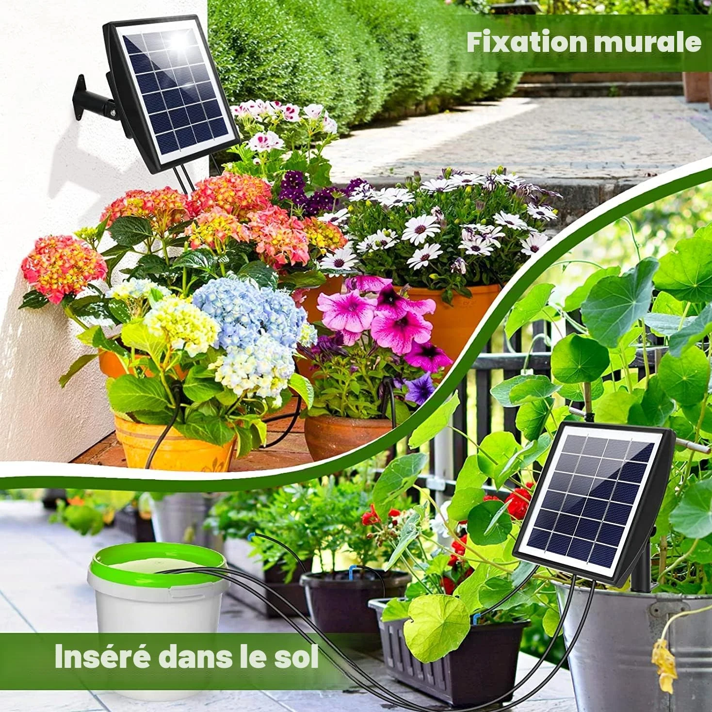 arrosage automatique solaire avec 12 modes de minuterie et protection contre le manque d'eau, tuyau de 20 m et 20 têtes d'égouttement pour jardin, plantes de balcon, plantes en pot en plein