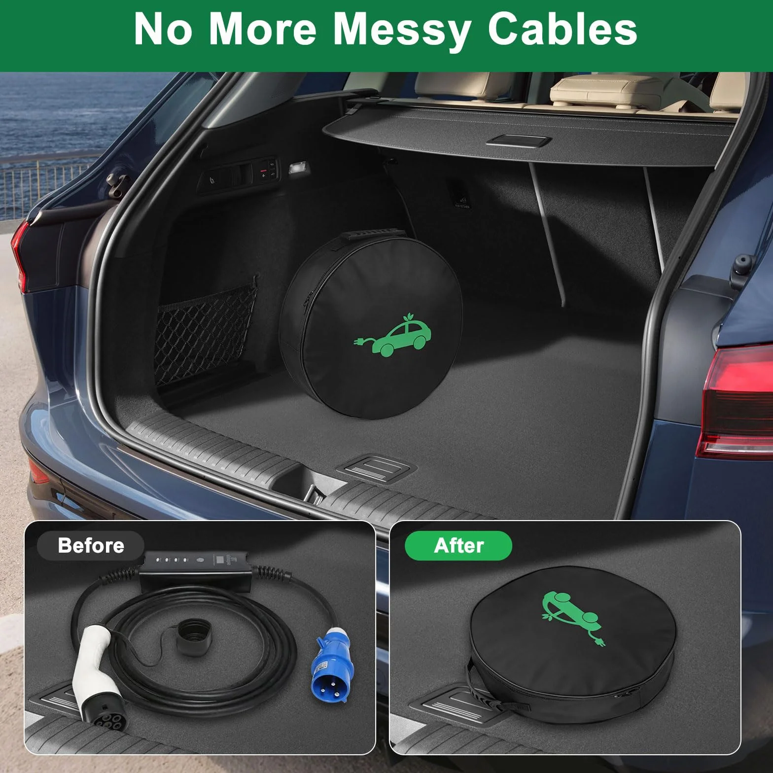 Linkstyle Sac à Câbles pour Voiture Électrique 40×13,5 cm Imperméable pour Câbles de Charge EV