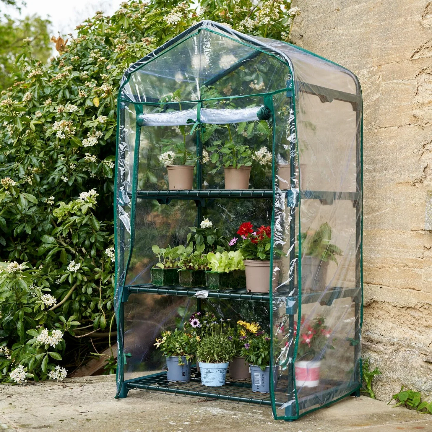 Avilia Serre Portable 3 étages avec Couvercle en PVC Amovible 70 x 47 x 126 cm – Idéal pour Jardin et Balcon : Mini Serre Verticale pour Plantes, Montage Facile, Protection optimale hivernale