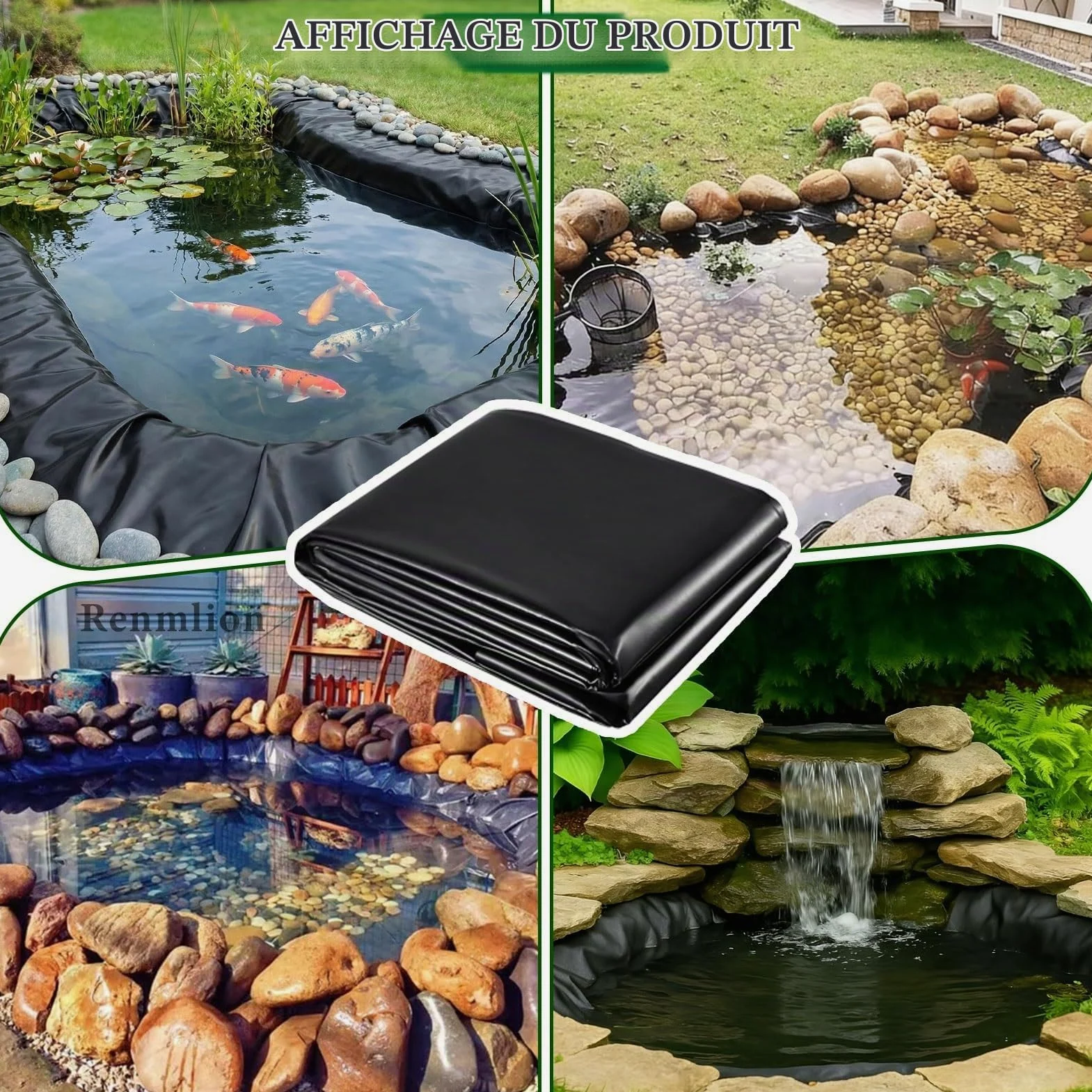 3x4m 4x6m 5x8m 8x10m 10x12m Revêtement d'étang EPDM - Sous-couche de bassin durable Membrane imperméable pour piscine - Film d'étanchéité Bâche de film de piscine résistante à l'humidité(4x4m)