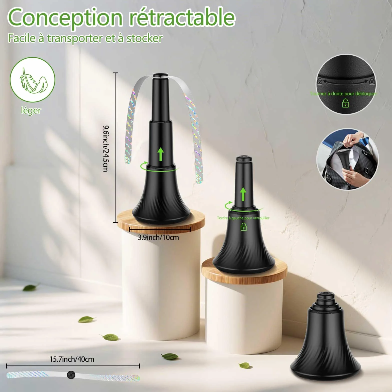 Ventilateur Anti Mouches de Table Pliable, Répulsif Moustiques Guêpes Suspendu Posé Extérieur