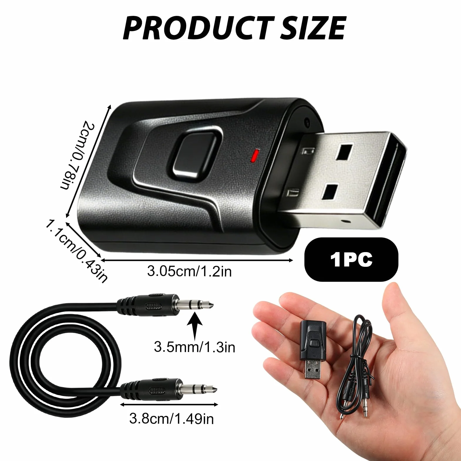 Adaptateur Bluetooth USB 5.0 2 en 1 Émetteur Récepteur Audio avec Jack 3,5 mm pour PC TV Voiture