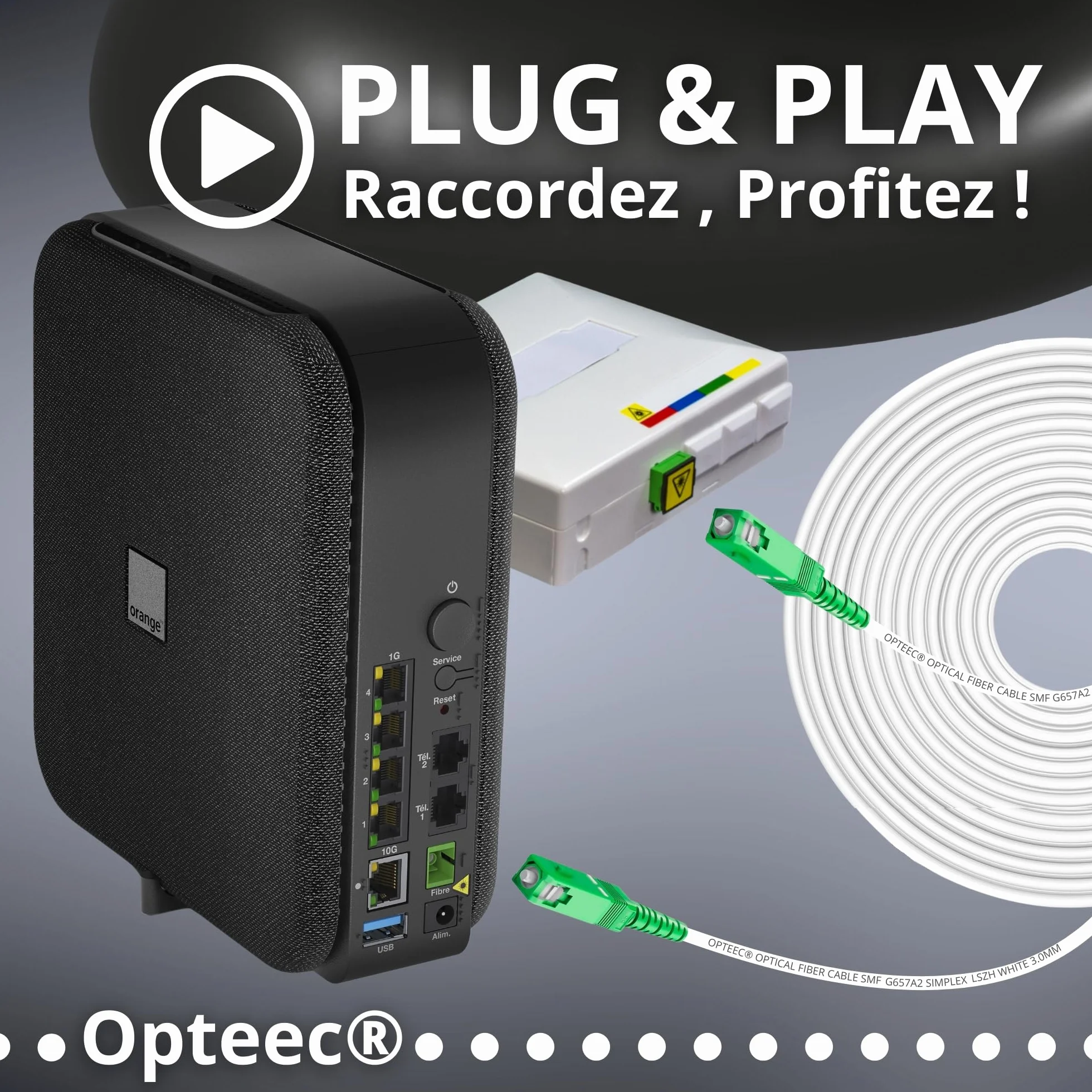Câble Fibre Optique Blindé 5M SC-APC à SC-APC Renforcé Simplex Monomode Blanc