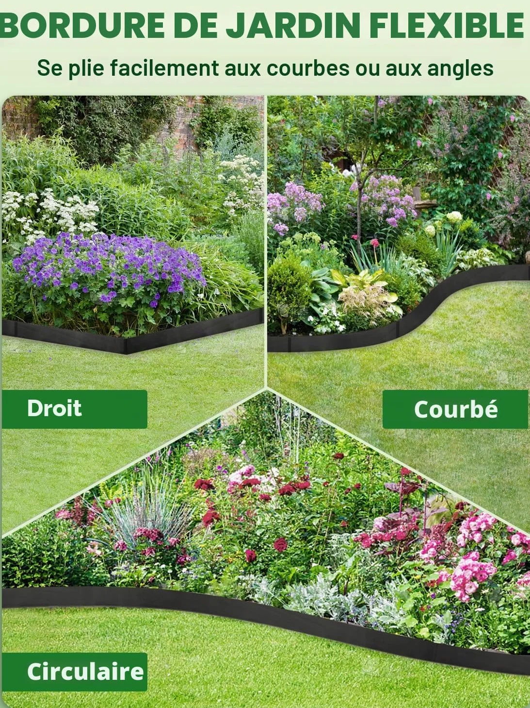 Bordure Jardin Exterieur en Acier Corten 107,5×15cm - 5Pcs Bordure de Pelouse Métal, Flexible Bordures Paysagères | Bordure de Gazon en Rouille,Bandes Pliables pour Séparateur de Chemin,Cour