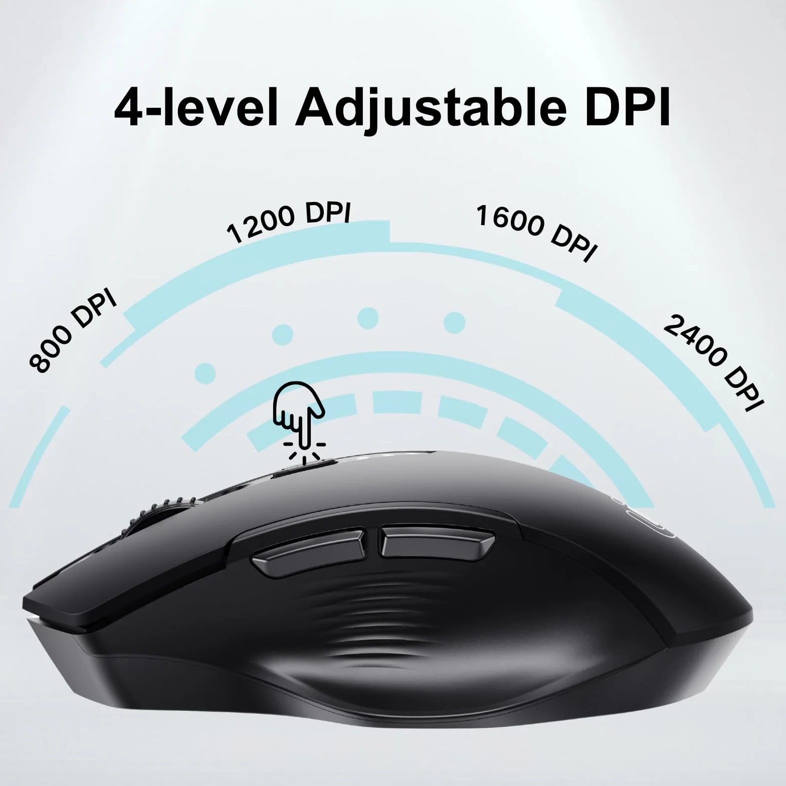 Uineer Souris sans Fil Rechargeable 2.4G USB, Ergonomique, 4 Niveaux DPI réglables, Indicateur de Batterie