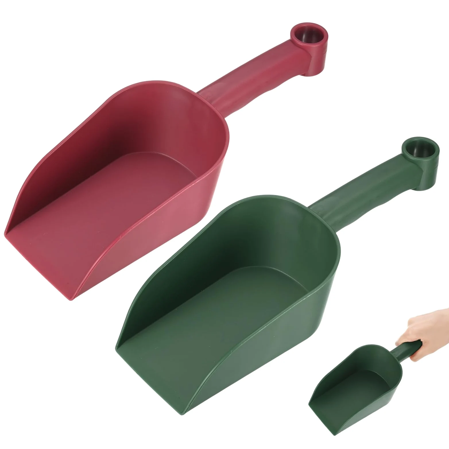 M METERXITY 2-Pack Pelle De Jardin Petite Pelle A Main, 28.5cm/11.22 Pouces Outils De Jardinage en Plastique pour Creuser, Transplanter, Ameublir Le Sol Et Planter [Vert Fonce/Rouge Vin]