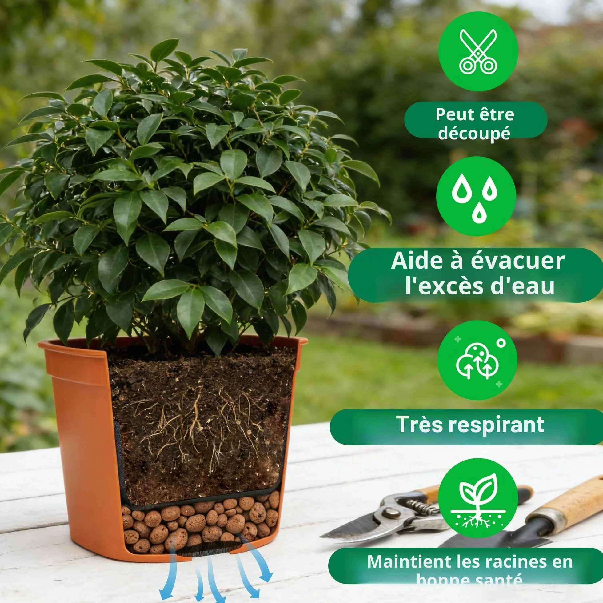GIONAR Non-tissé filtrant 2 m x 1 m 50 g/m² Anti-mauvaises herbes pour pots de fleurs