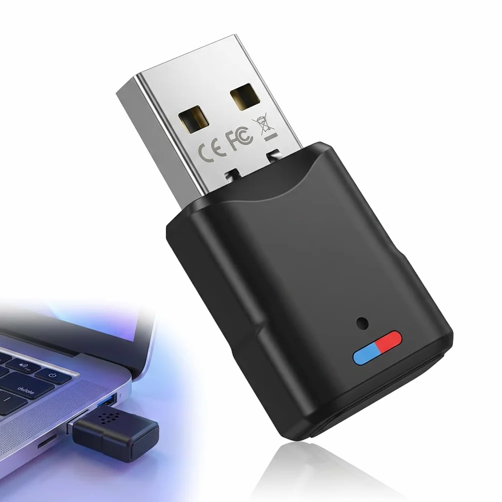 Adaptateur Bluetooth 5.3 USB pour PS5 PS4 Switch PC, Dongle Audio Faible Latence, Clé Bluetooth Plug & Play (Noir)