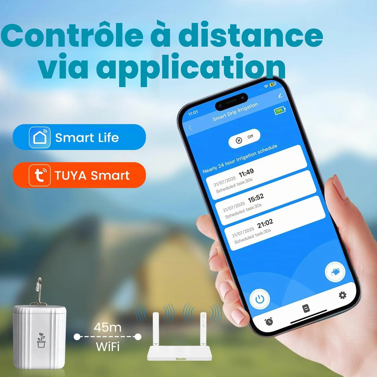 Système D'arrosage Automatique Wifi, App Control Système D'arrosage Automatique Pour Plantes En Pot D'intérieur, Kit D'arrosage Goutte à Goutte DIY Avec Alarme De Manque D'eau, Minuterie Programmable