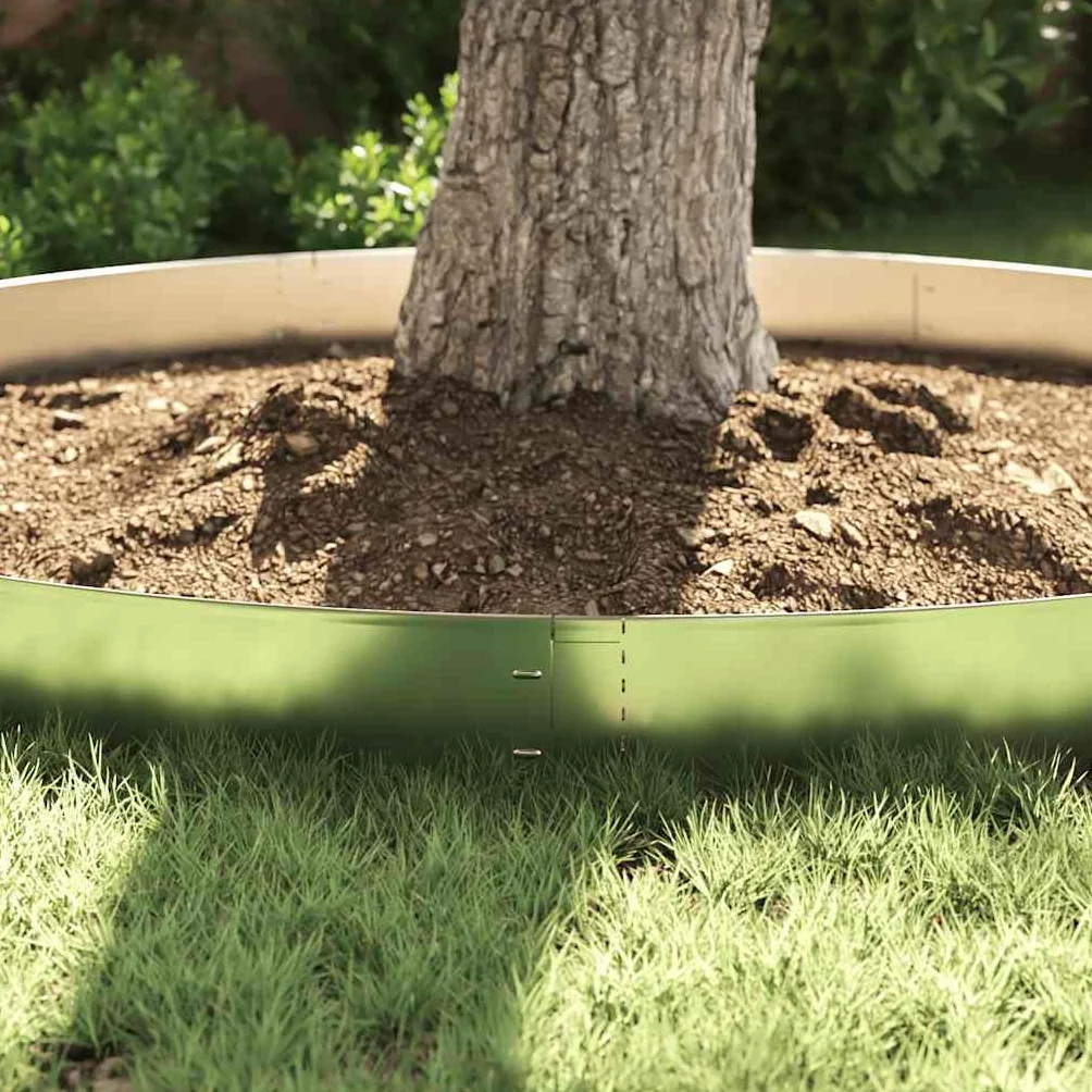 Lot de 5 bordures de pelouse en acier galvanisé - 100 x 14 cm - Bordure de parterre flexible - Bordure de jardin en métal argenté