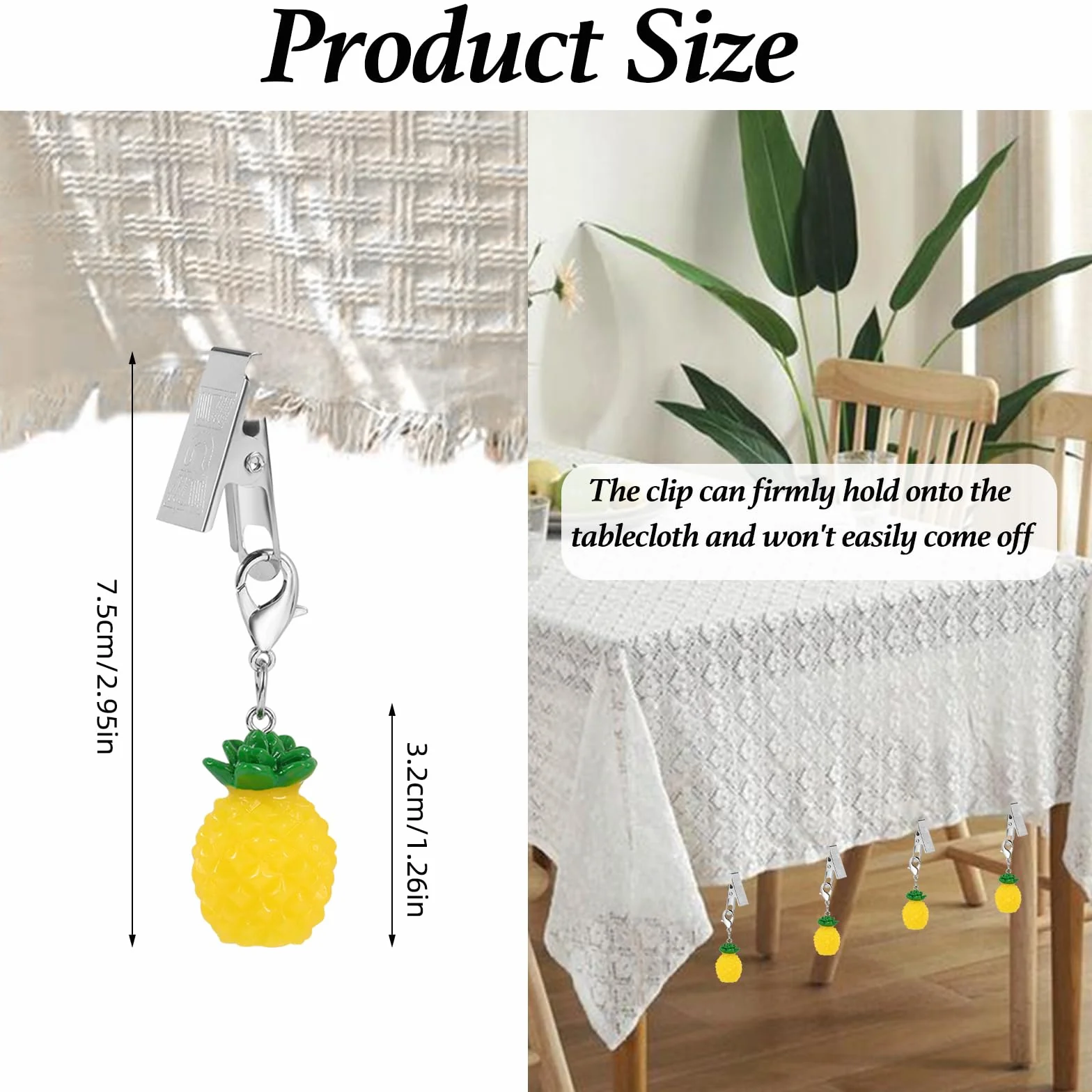 Lot De 8 Pinces pour Poids De Nappe Exterieur Décoration Pique Nique Camping Fête (Ananas)