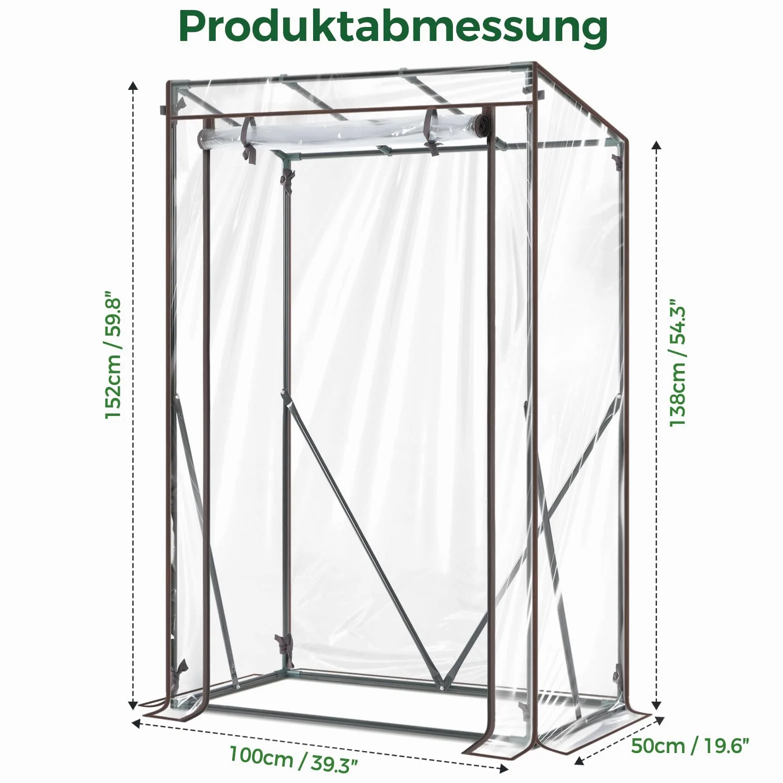 Ohuhu Petite serre en film plastique de qualité supérieure - Pour balcon, serre à tomates - Serre pour balcon - Tente d'hivernage pour plantes - Stable - Résistant à l'hiver - PVC - 100 x 50 x 152 cm